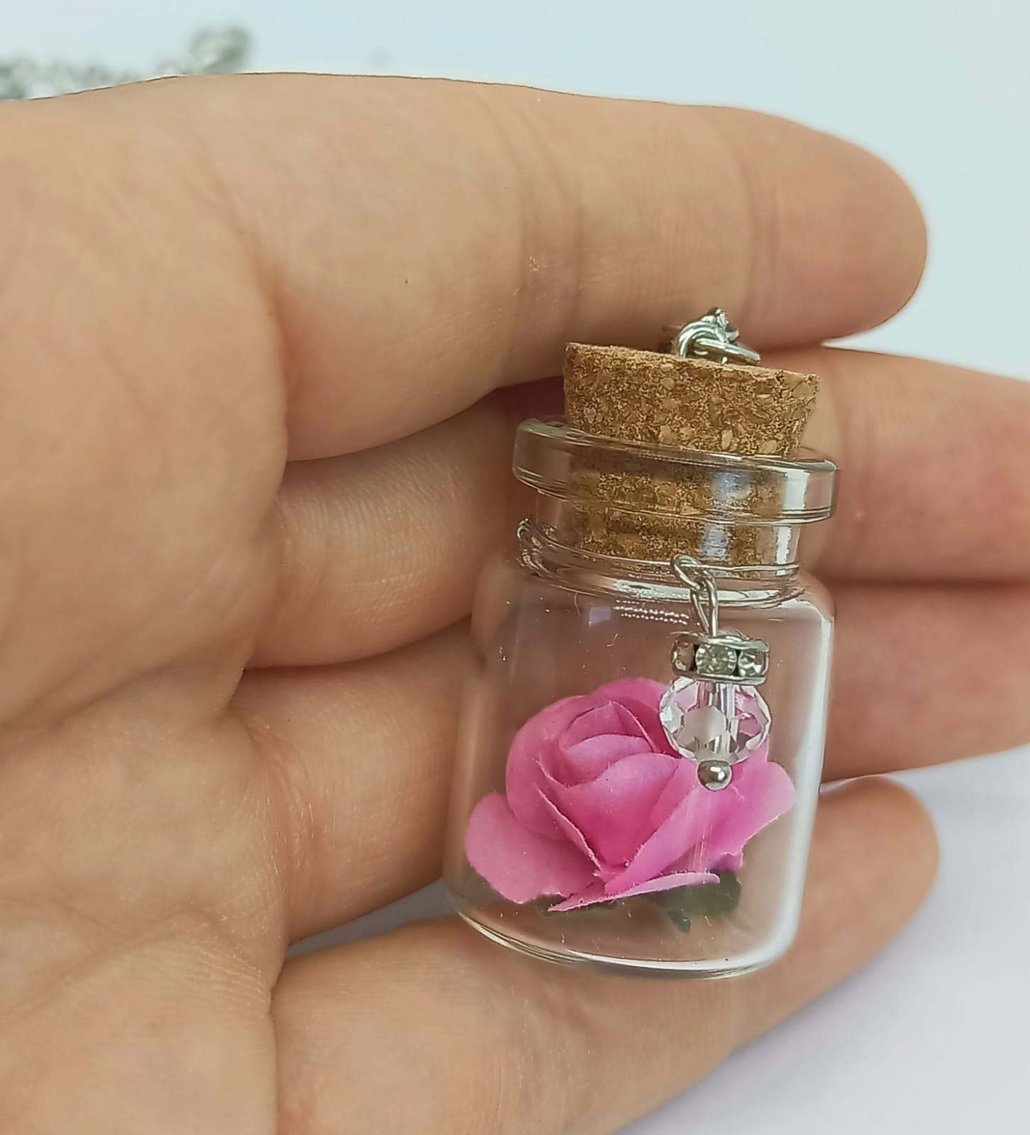 Colgante Largo Rosa En Cristal Moderno Curioso Niñas Adultos-2