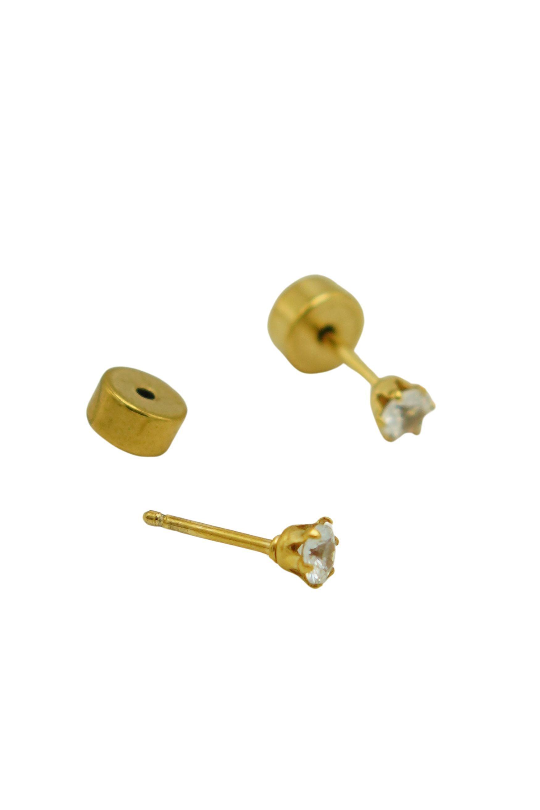 Aros Abridores Punto De Luz 3mm Zirconia Chapado En Oro 18k-1