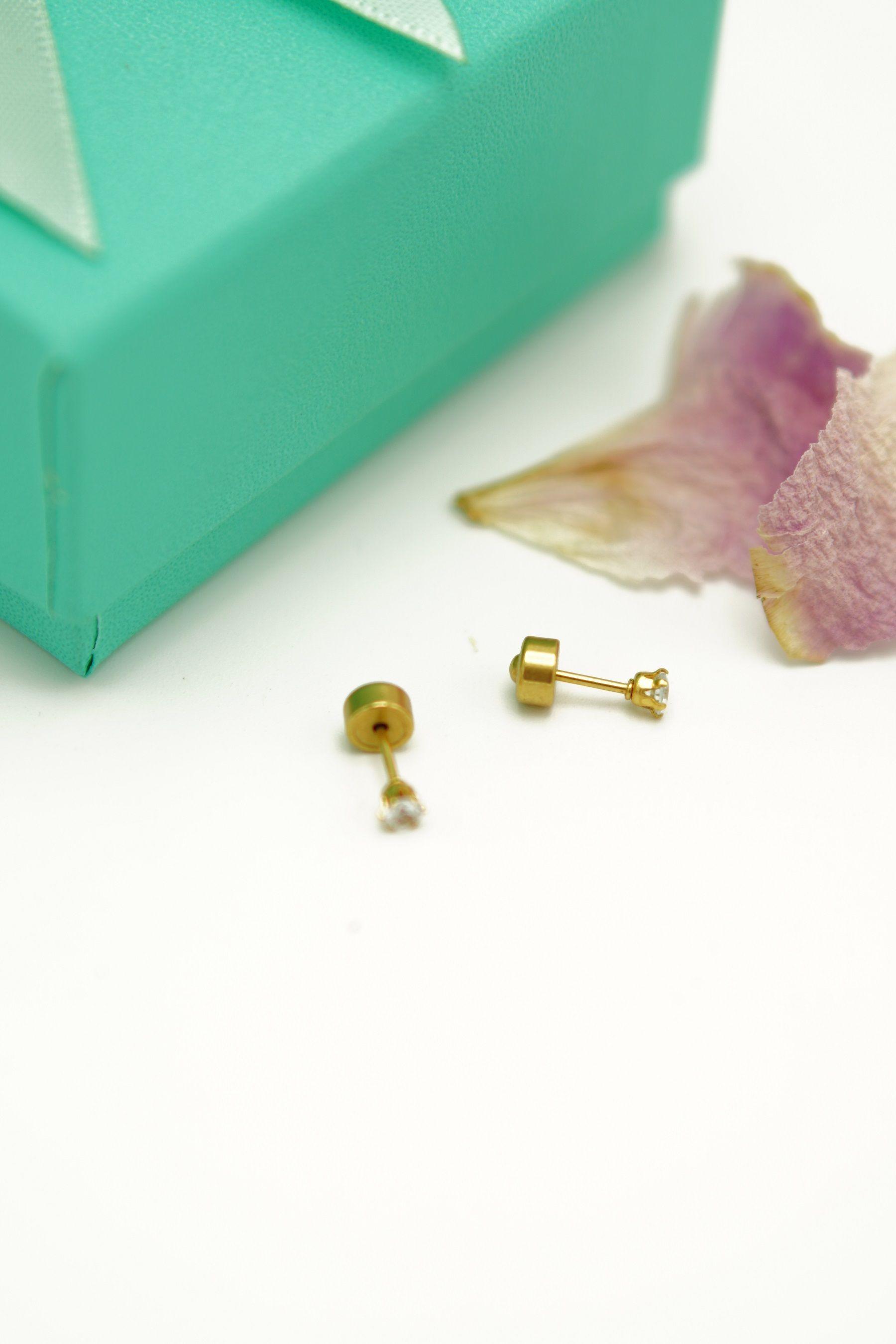 Aros Abridores Punto De Luz 3mm Zirconia Chapado En Oro 18k-2