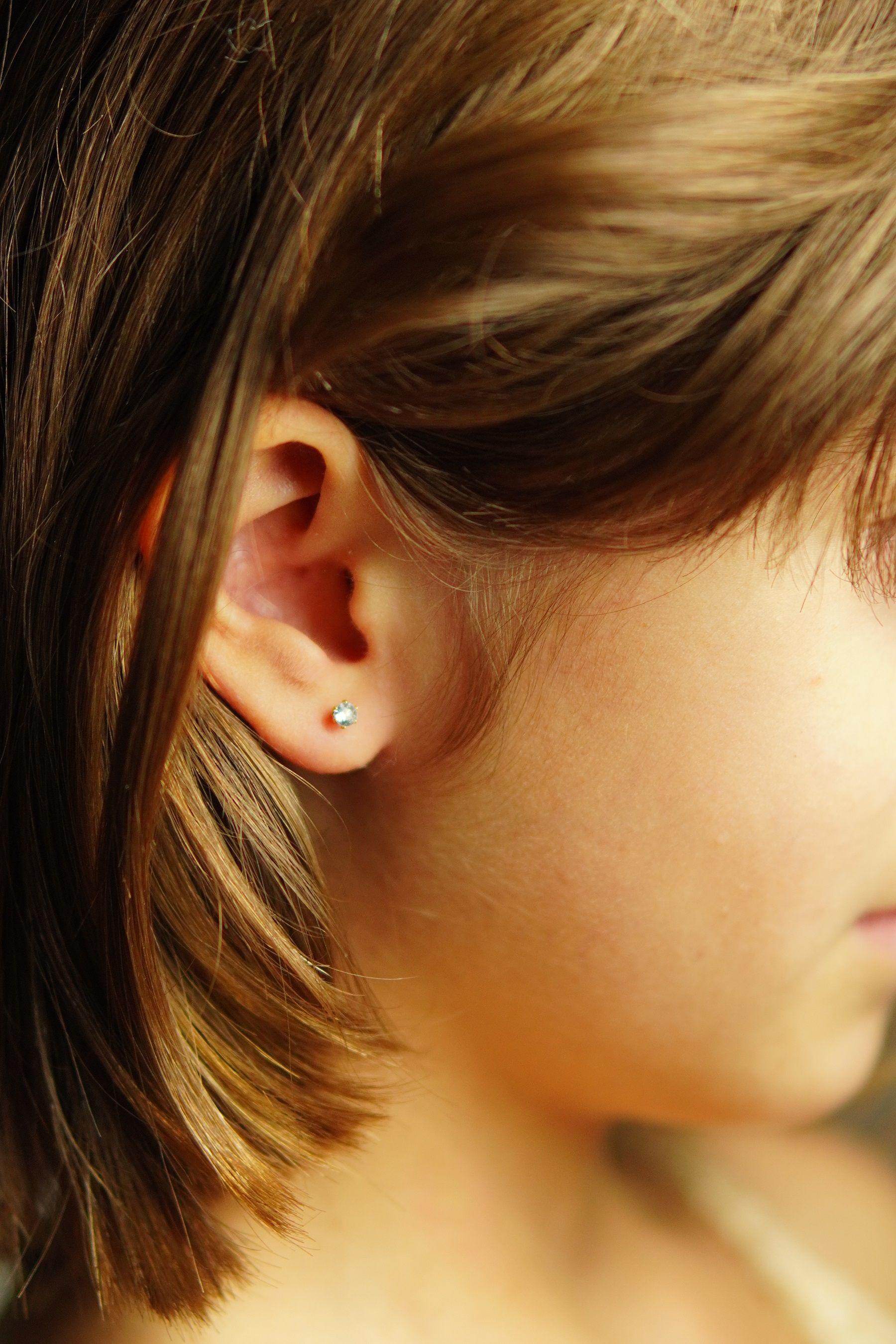 Aros Abridores Punto De Luz 3mm Zirconia Chapado En Oro 18k-3