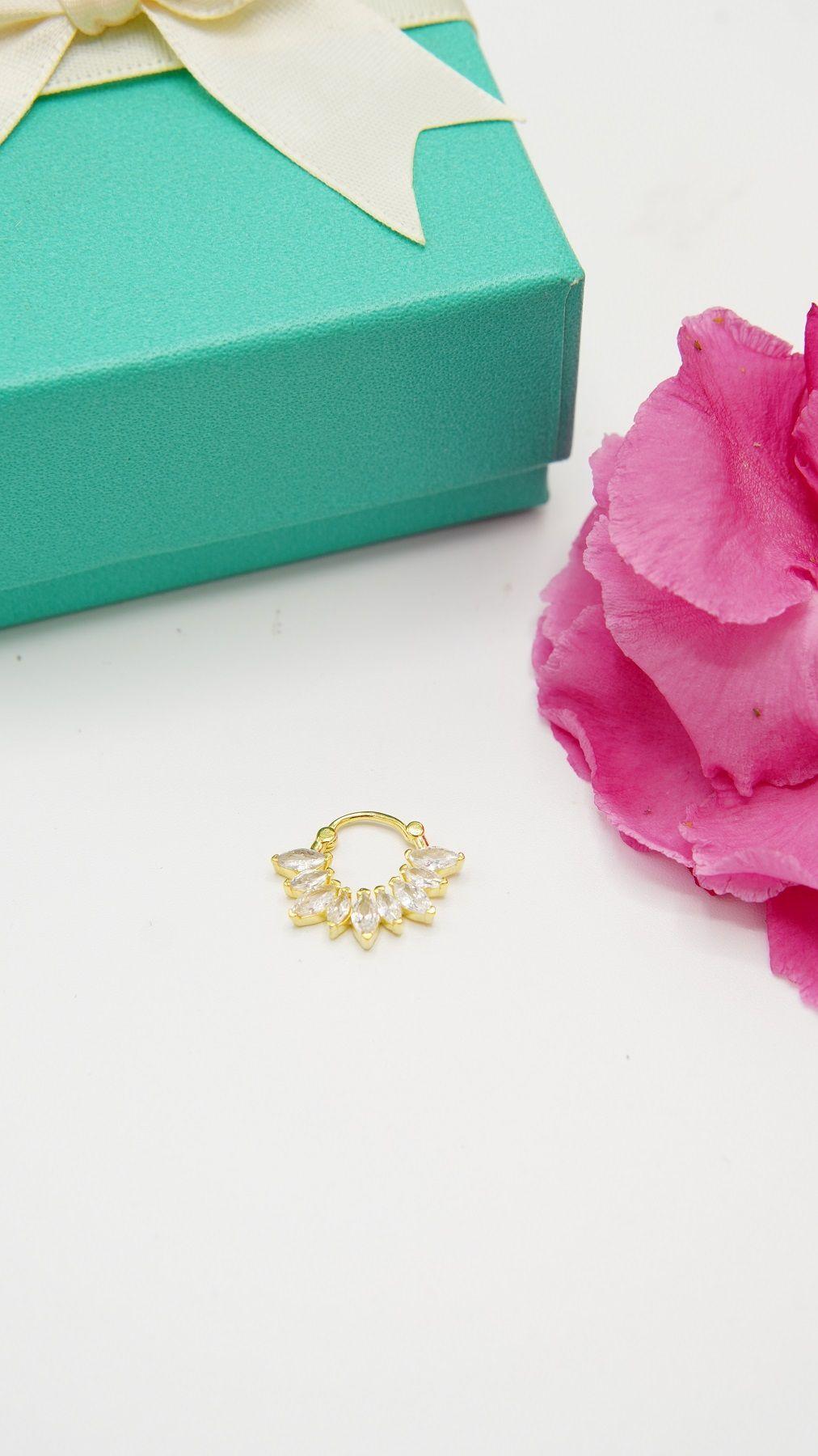 Piercing Septum daith every Sunrise Plata fina ley S925 Ba ado de oro 18k-2