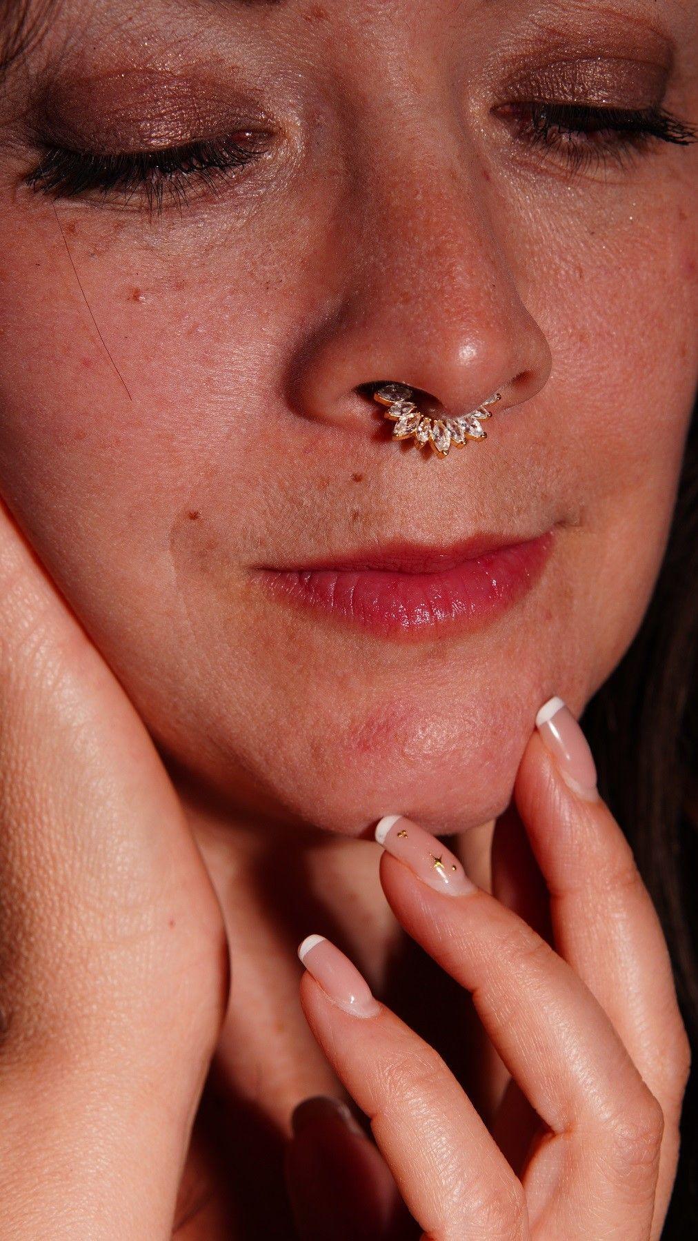 Piercing Septum daith every Sunrise Plata fina ley S925 Ba ado de oro 18k-3