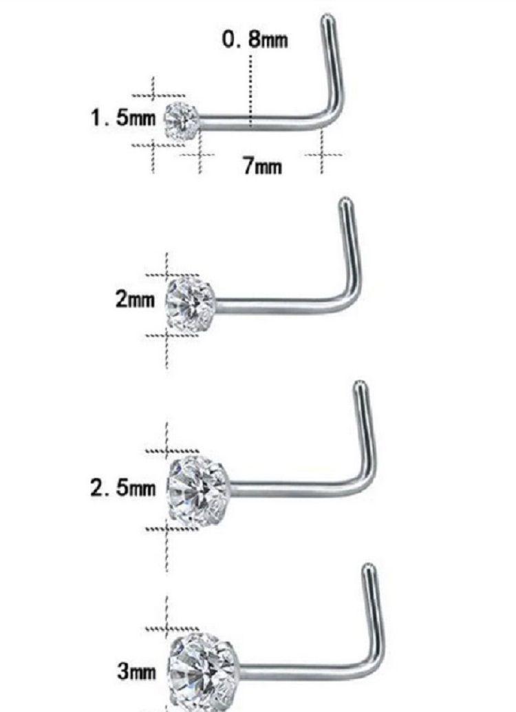 Set (04) de piercing acero quirúrgico  zirconia nariz boca oreja-2