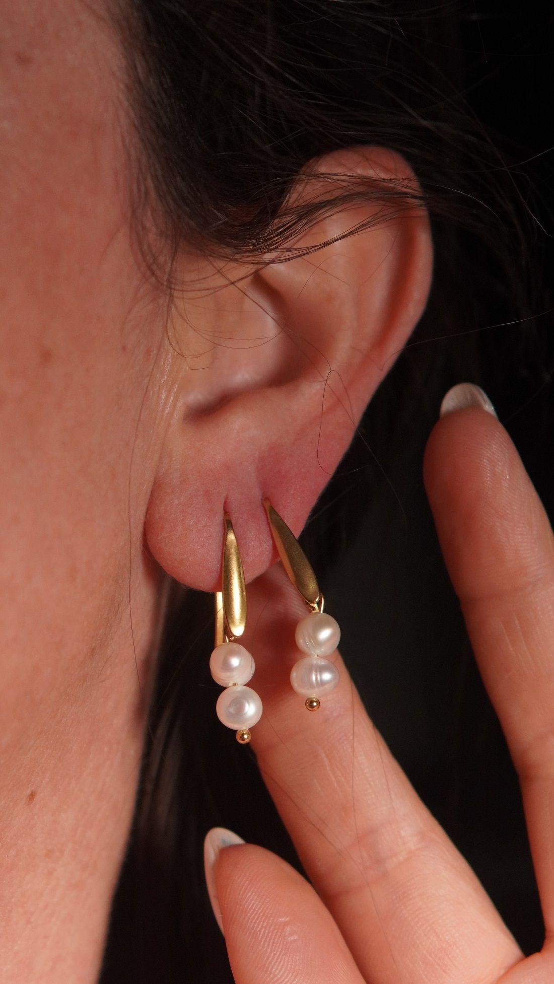 Aros Ula perlas de rio chapadas en oro 18k Riviere-2