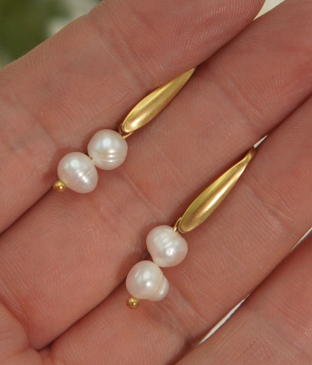 Aros Ula perlas de rio chapadas en oro 18k Riviere-3