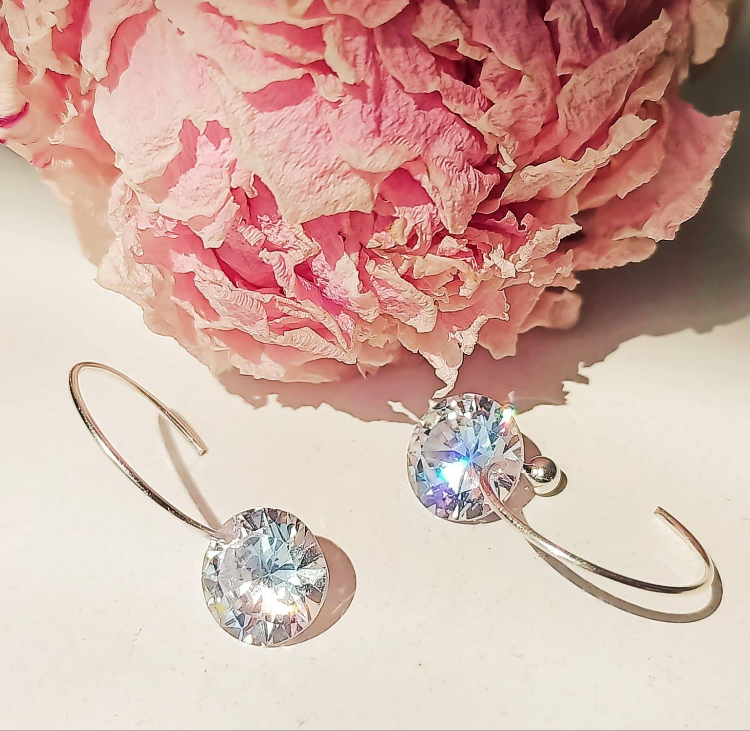 Argollas Punto De Luz Hoop Plata Fina ley S925 Zirconia 10mm-5