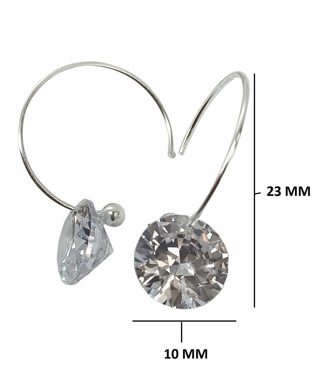 Argollas Punto De Luz Hoop Plata Fina ley S925 Zirconia 10mm-7
