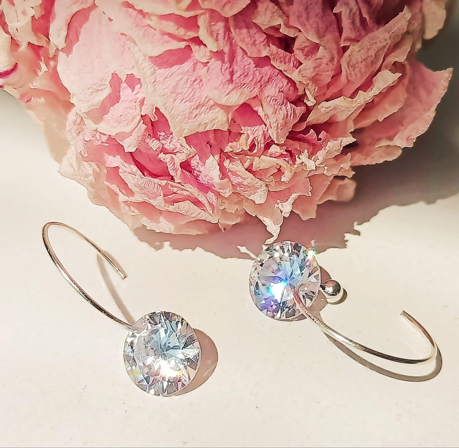 Argollas Punto De Luz Hoop Plata Fina ley S925 Zirconia 10mm-5