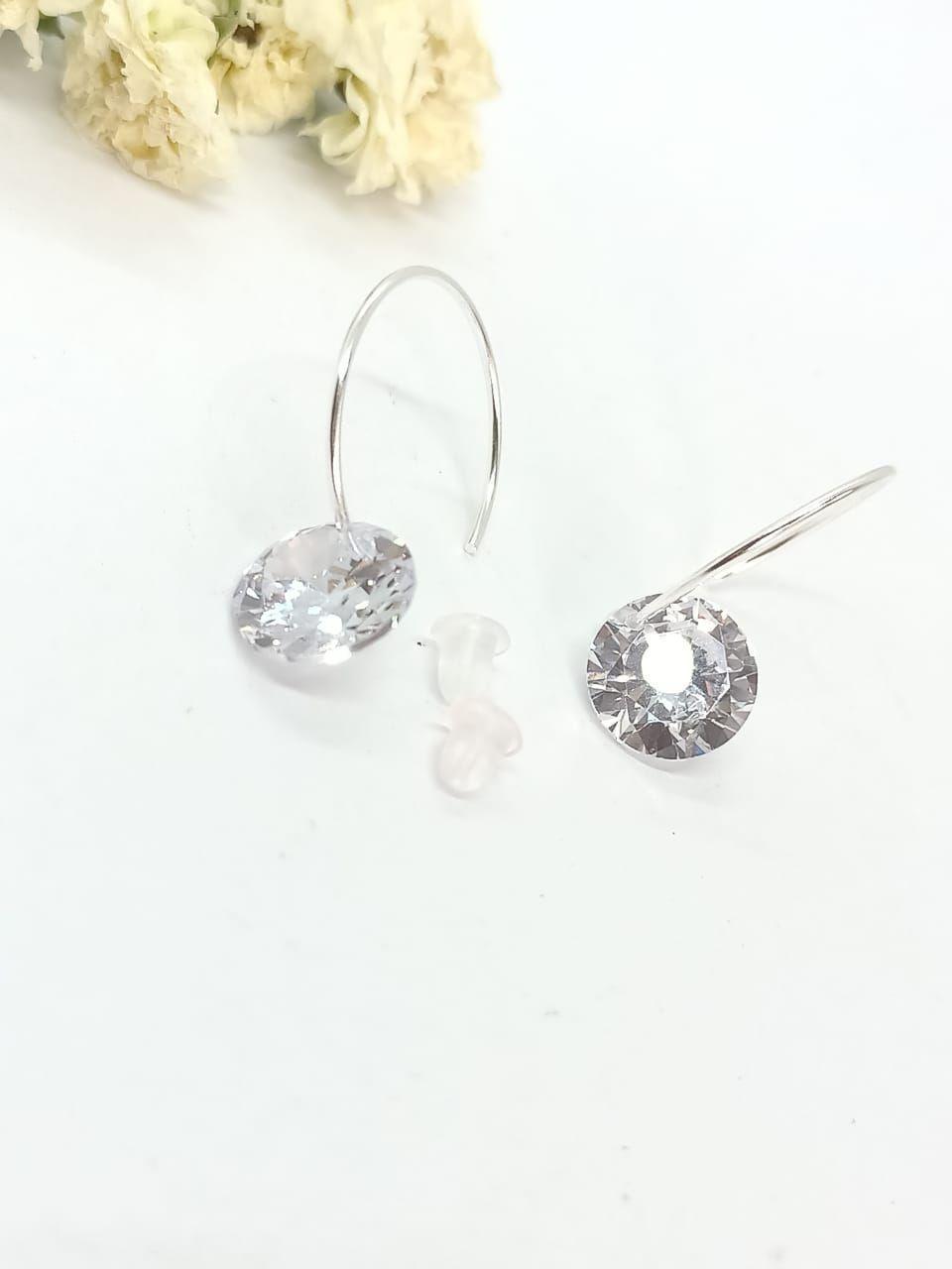 Argollas Punto De Luz Hoop Plata Fina ley S925 Zirconia 10mm-6