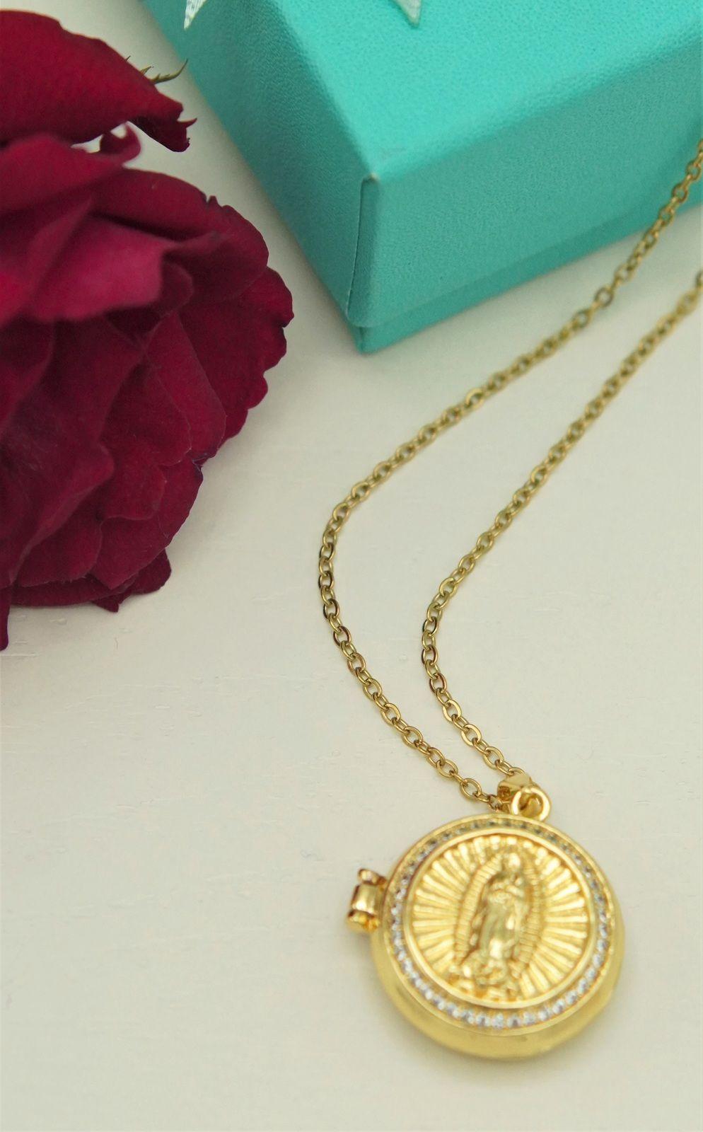 Relicario virgen Maria zirconias chapado en oro 18k-4