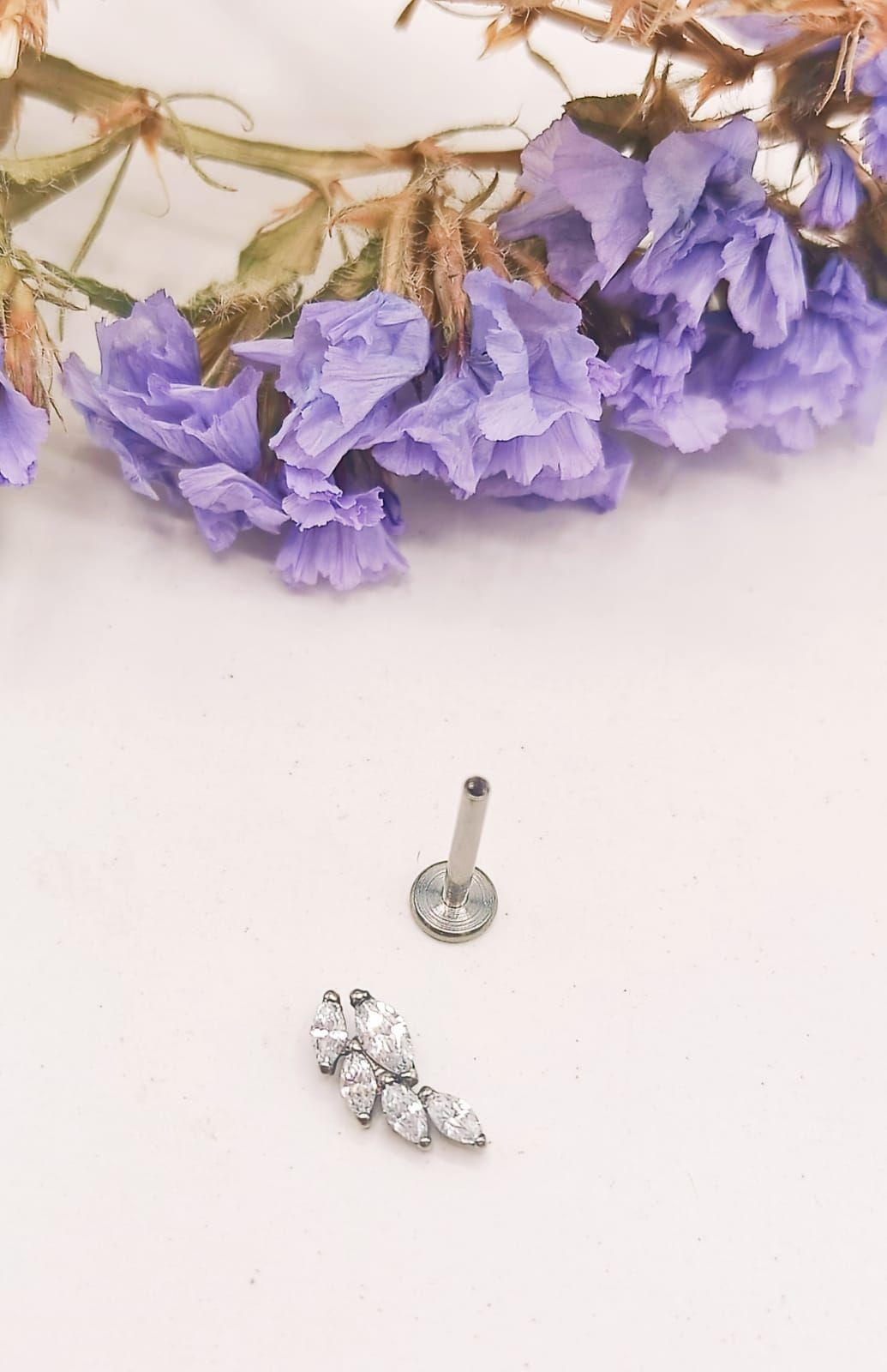 Piercing Labret Zirconia Astm F136 G23 Acero De Titanio Alas-5
