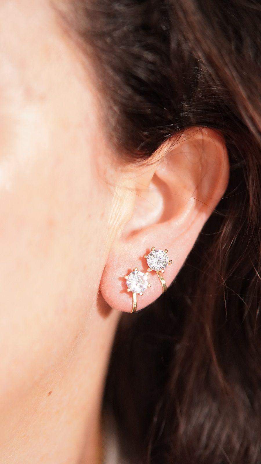 Aros Elizabeth punto de luz elegante chapado en oro 14k-2