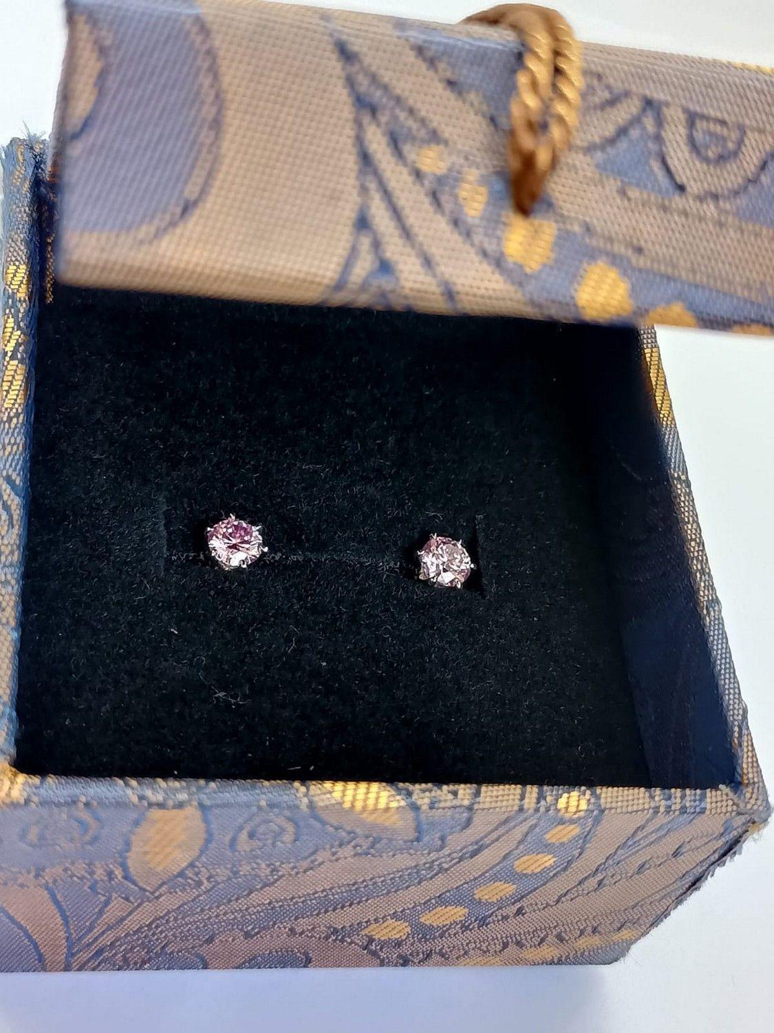 Pendientes Punto Luz Piedra Gema Moissanita Rosa Certificado-4