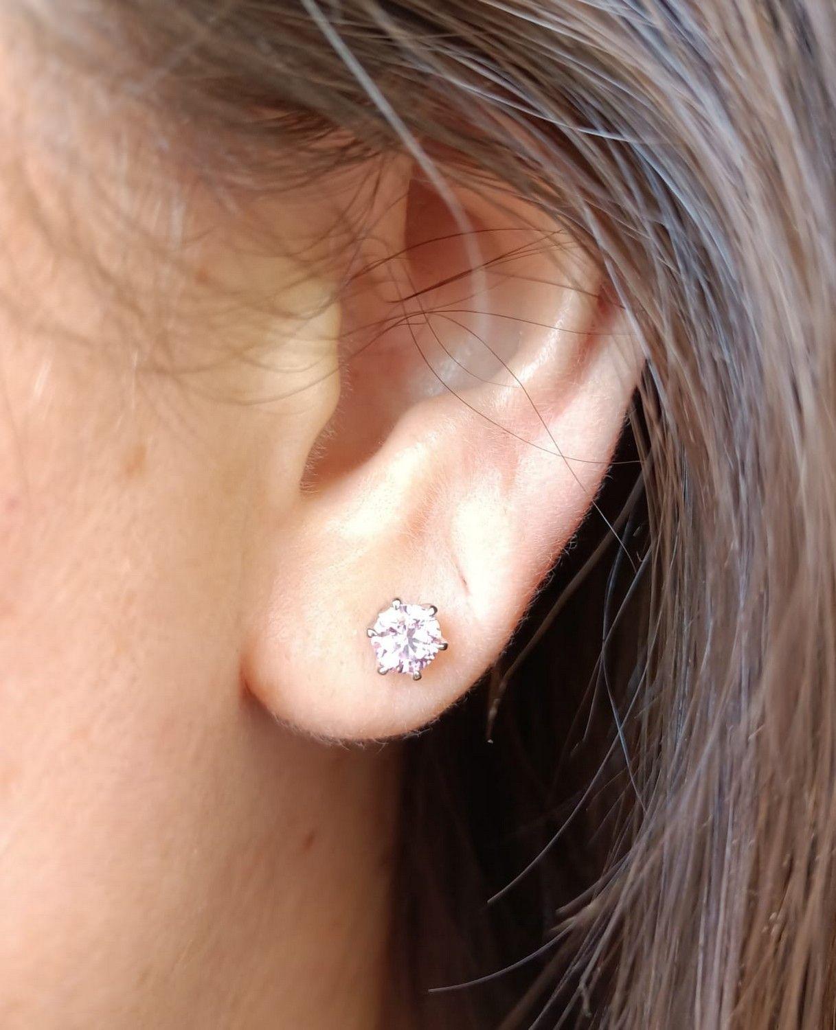 Pendientes Punto Luz Piedra Gema Moissanita Rosa Certificado-3