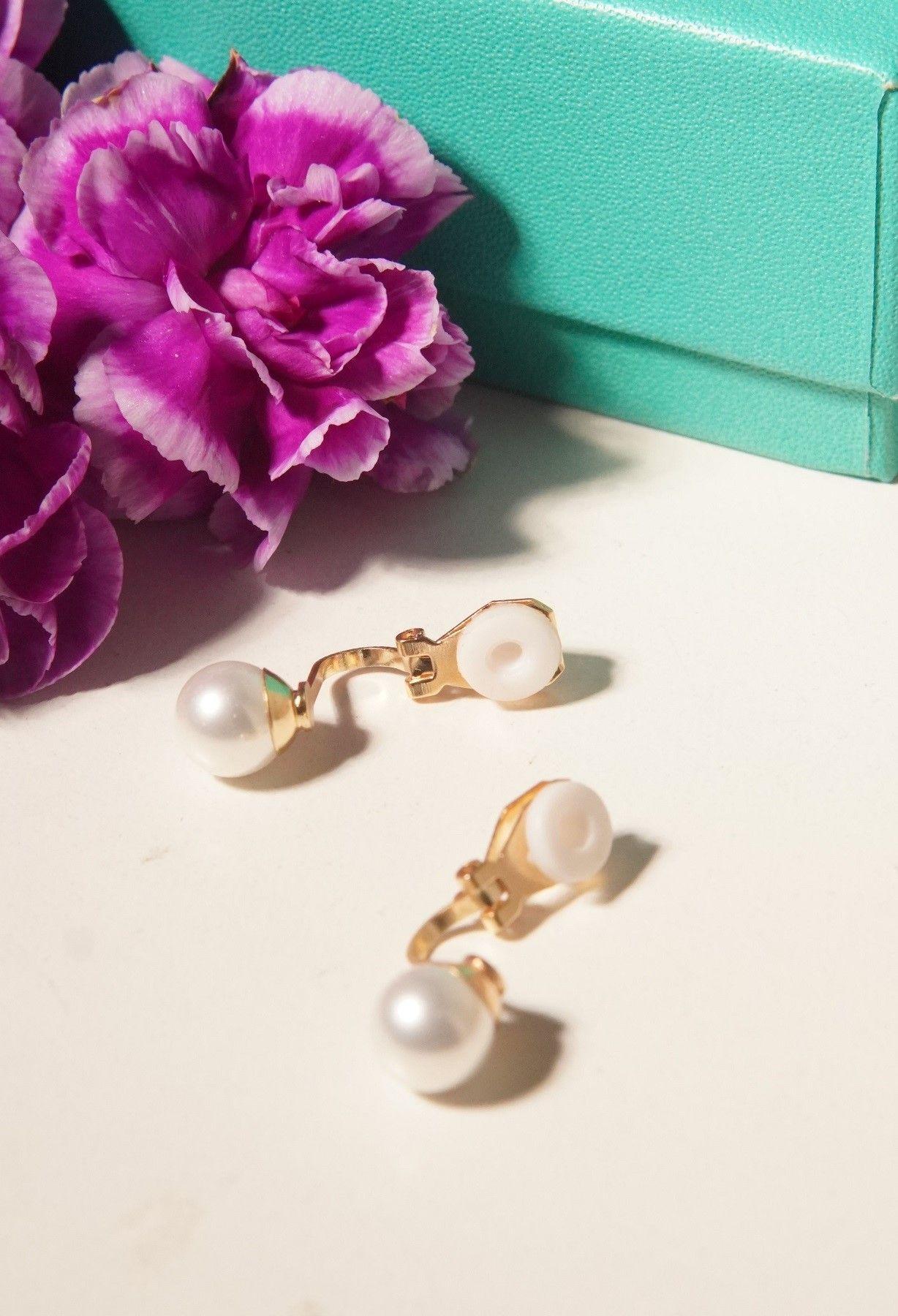 Aros perla 8mm sin perforaci n ba ado en oro 14k-3