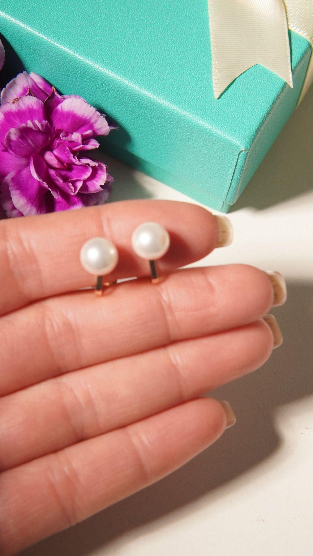 Aros perla 8mm sin perforaci n ba ado en oro 14k-4