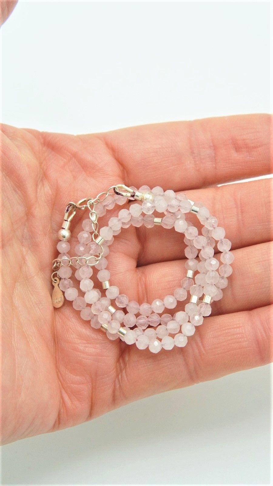 Collar gargantilla Cuarzo Rosa 4mm plata fina 925 Terranova-5