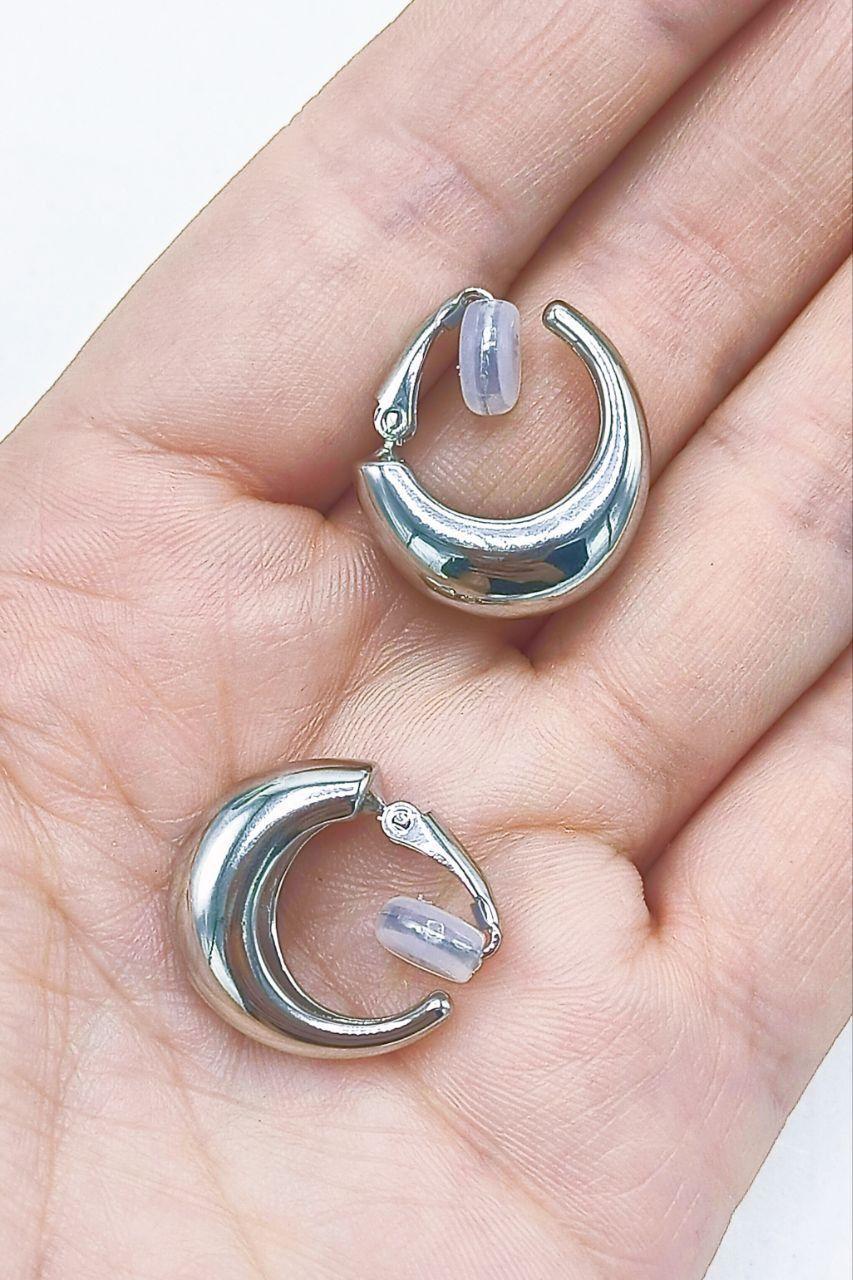 Aros Sin Perforación Argollas Chunky small Bañadas En Plata-5