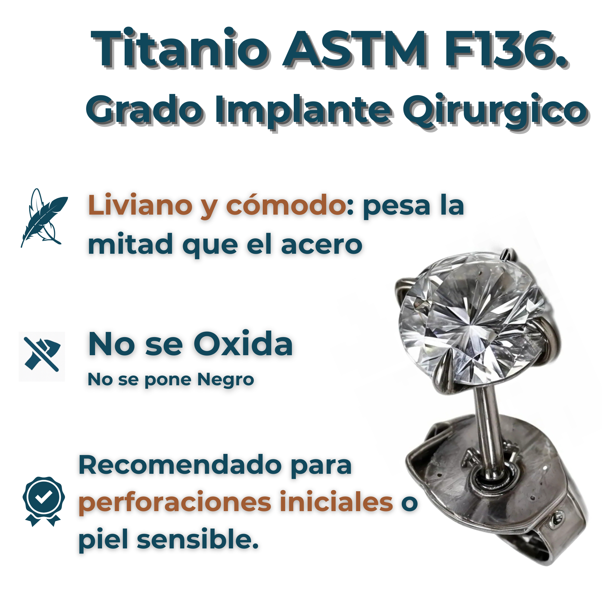 Aro punto de luz 5mm titanio ASTM F136-2