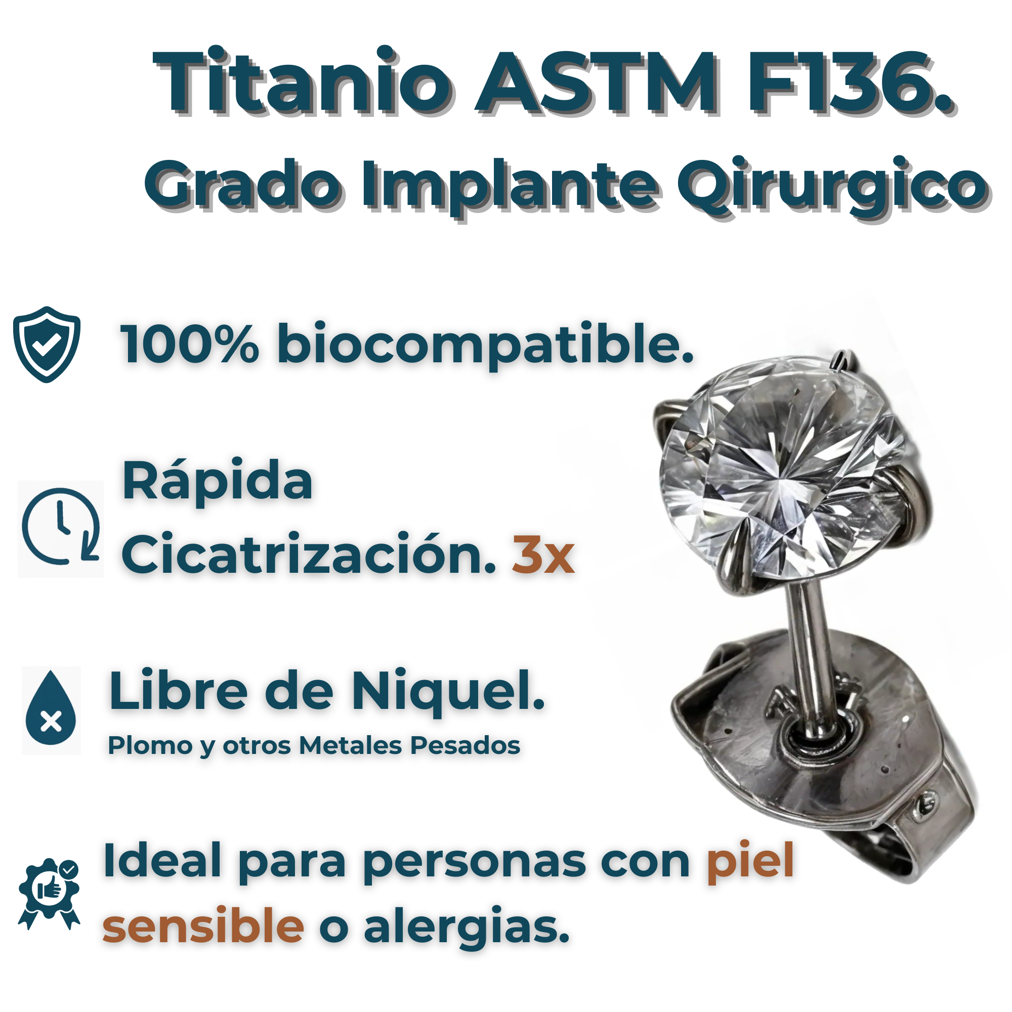 Aro punto de luz 5mm titanio ASTM F136-3
