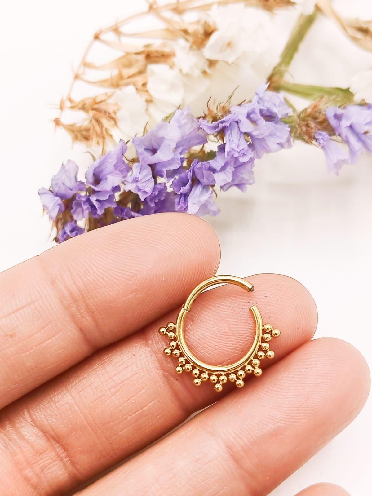 Piercing Septum F136 G23 Acero De Titanio Chapado En Oro 18k-3