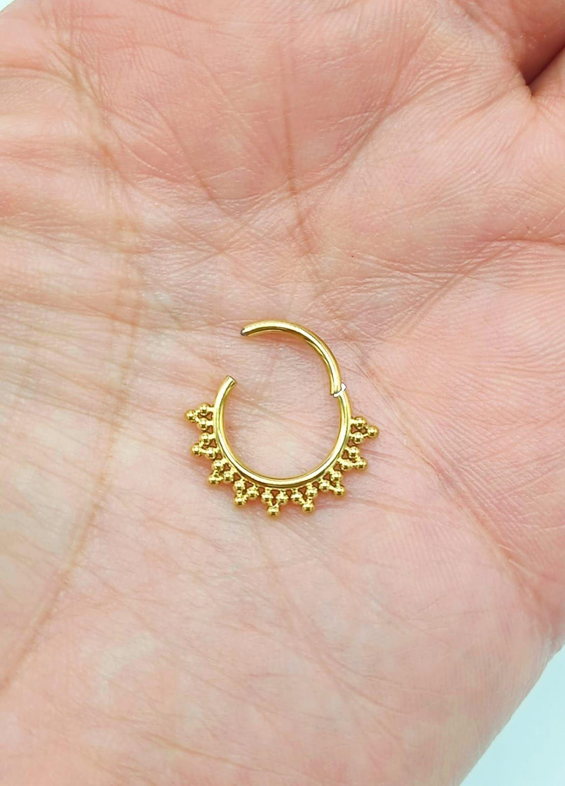 Piercing Septum F136 G23 Acero De Titanio Chapado En Oro 18k-6
