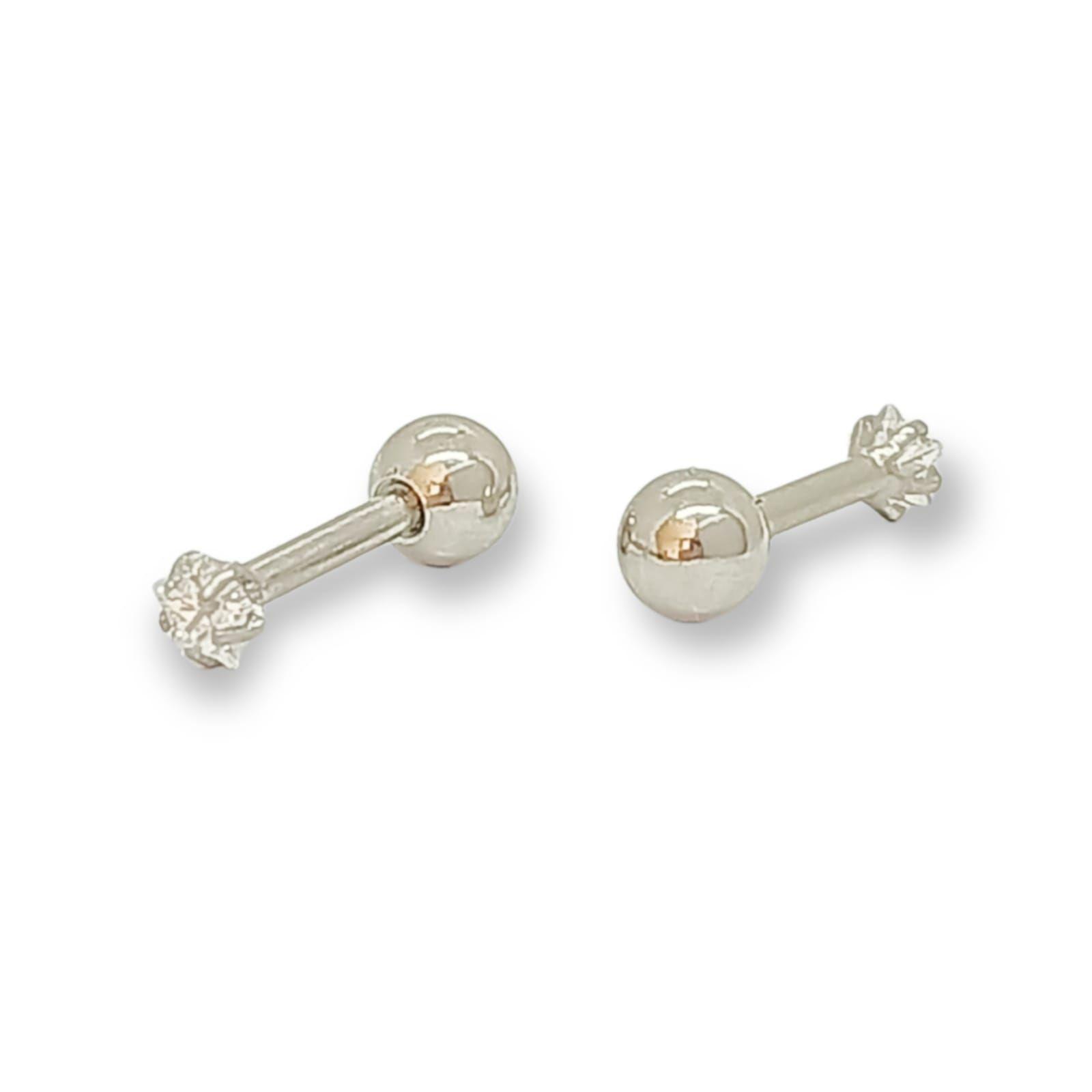 Aros Punto de Luz Acero Inoxidable Blanco Zirconio Estrella 3mm-4