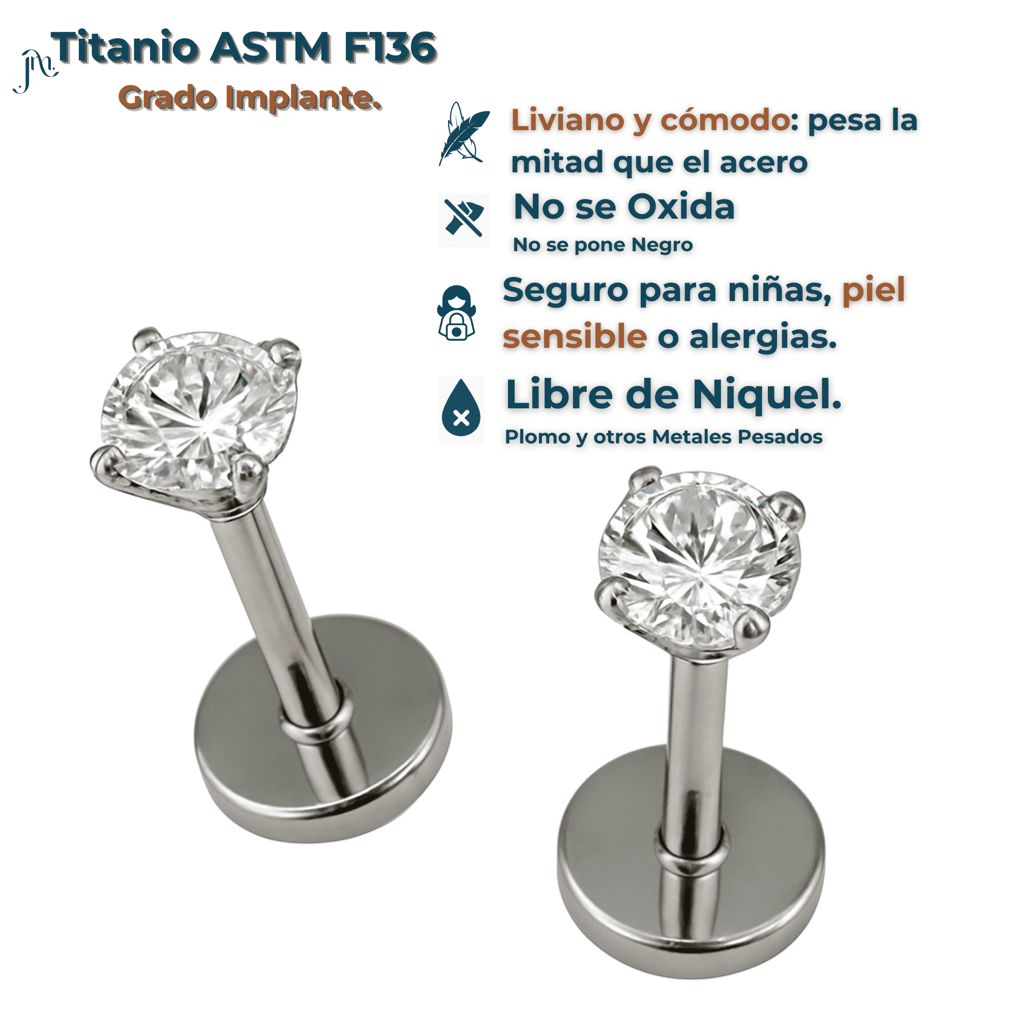 Aros punto de luz 3mm titanio G23 tapa seguridad 20g-2