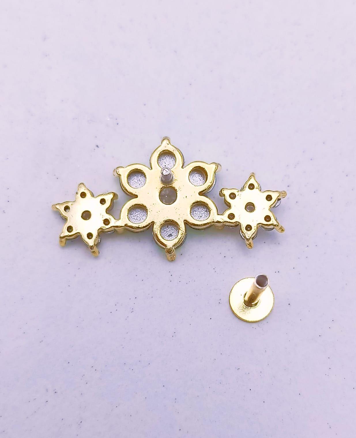 Piercing Labret modelo Elvira Plata S925 Trepador Chapado En Oro 18k -6