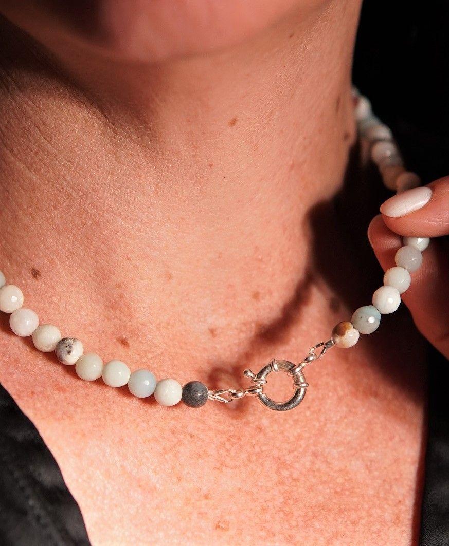 Gargantilla choker amazonita natural plata 925 Terranova-2