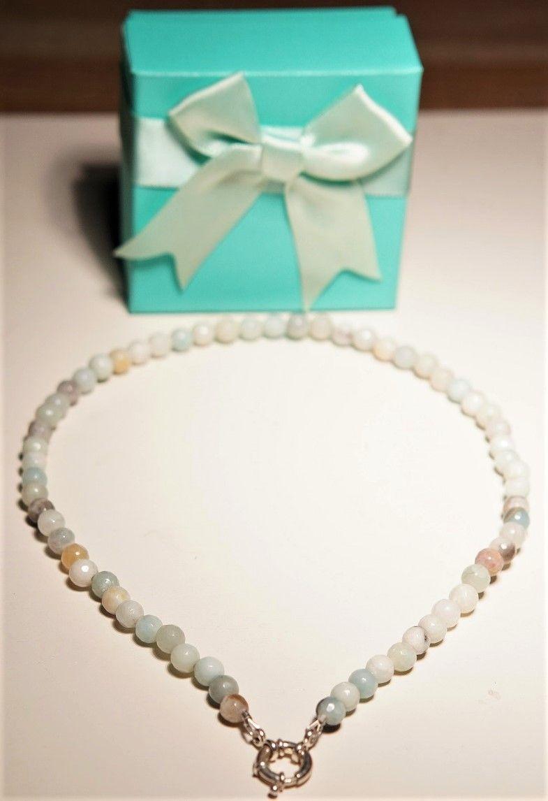 Gargantilla choker amazonita natural plata 925 Terranova-3