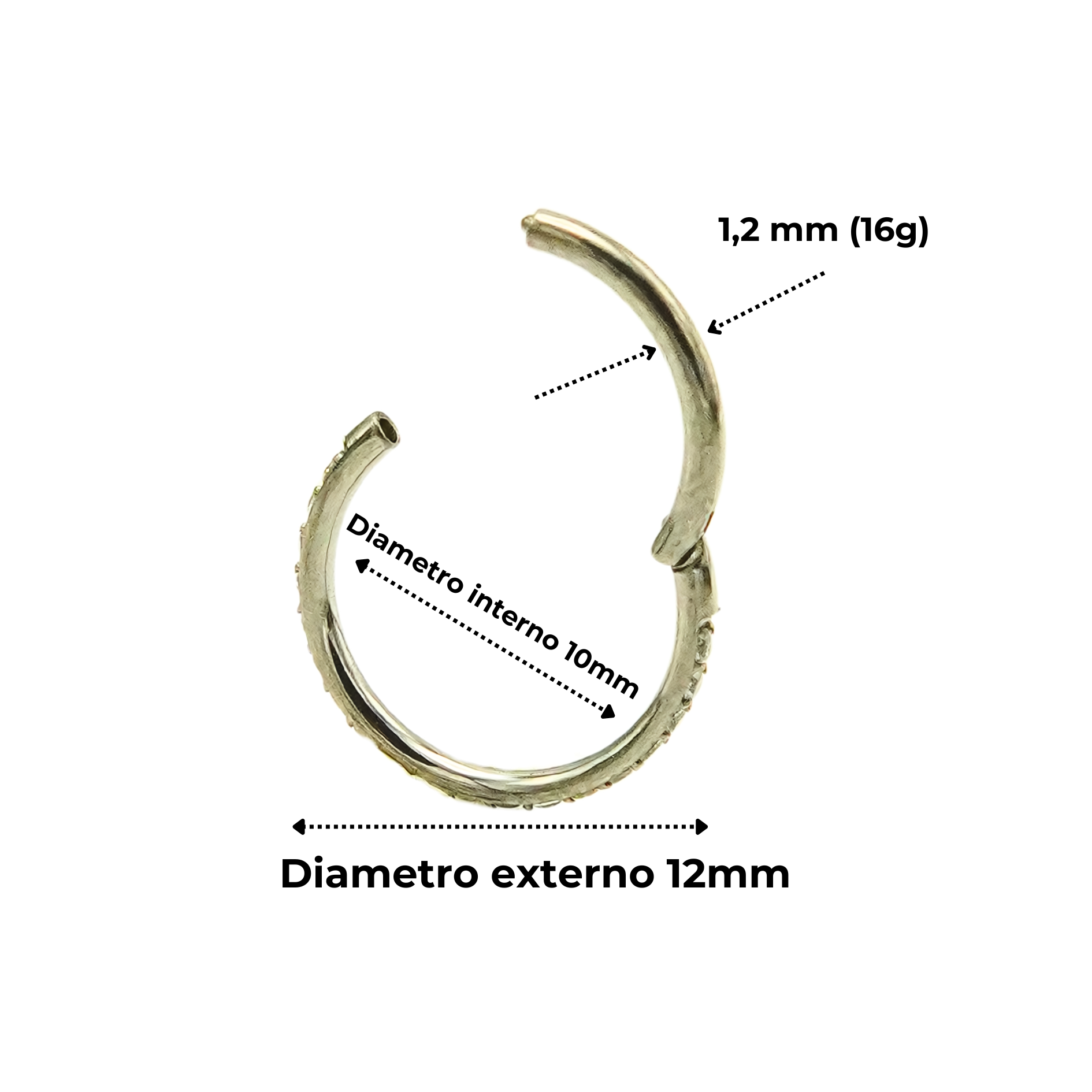 Piercing Septum 10mm Oreja Zirconias 16g Titanio Astm F136-5