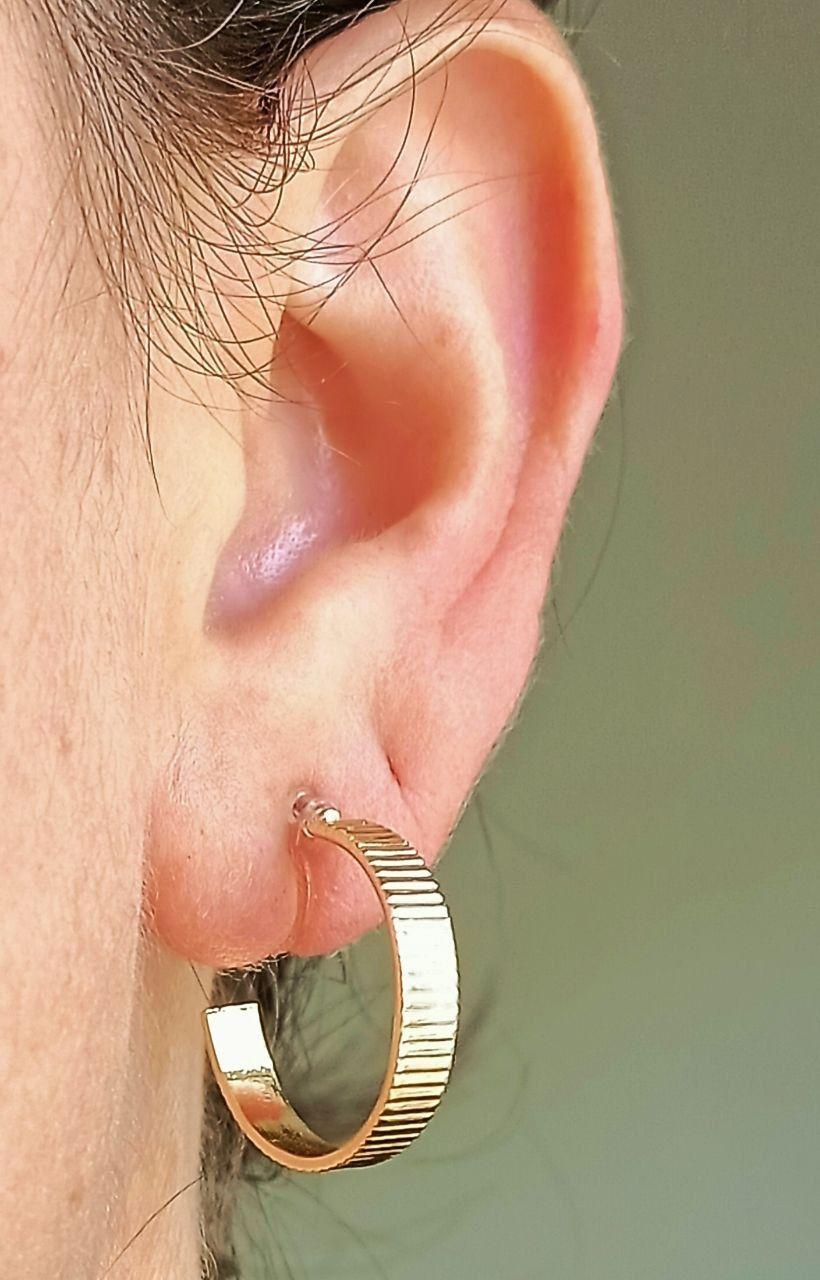 Aros Sin Perforación Argollas relieve líneas Hoop Clip Invisible -2