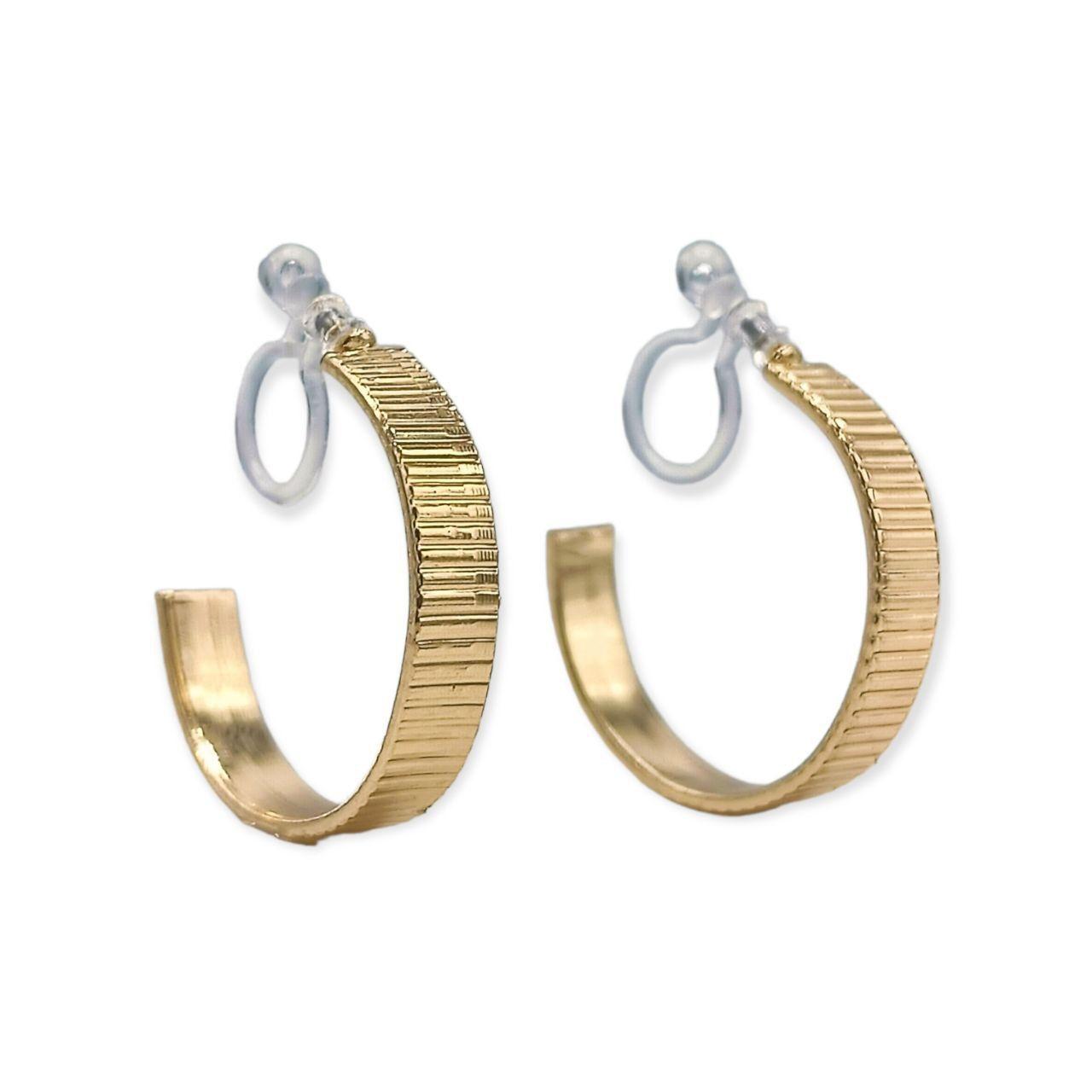Aros Sin Perforación Argollas relieve líneas Hoop Clip Invisible -4