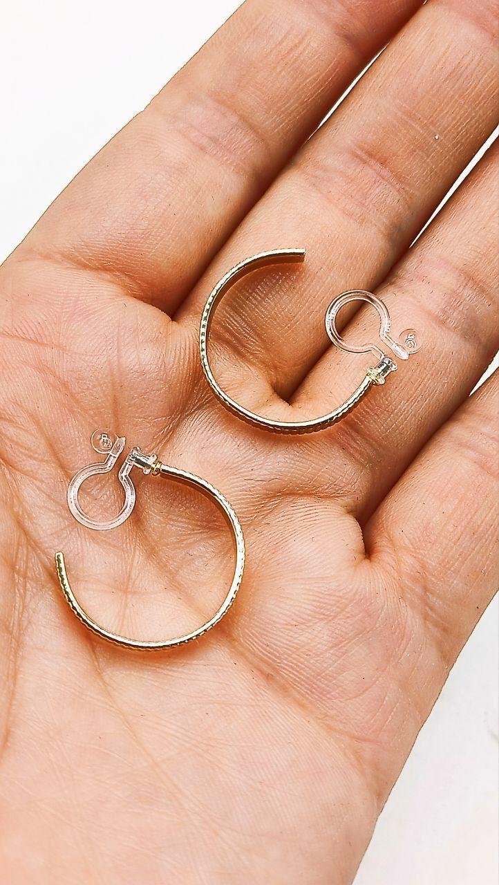 Aros Sin Perforación Argollas relieve líneas Hoop Clip Invisible -5