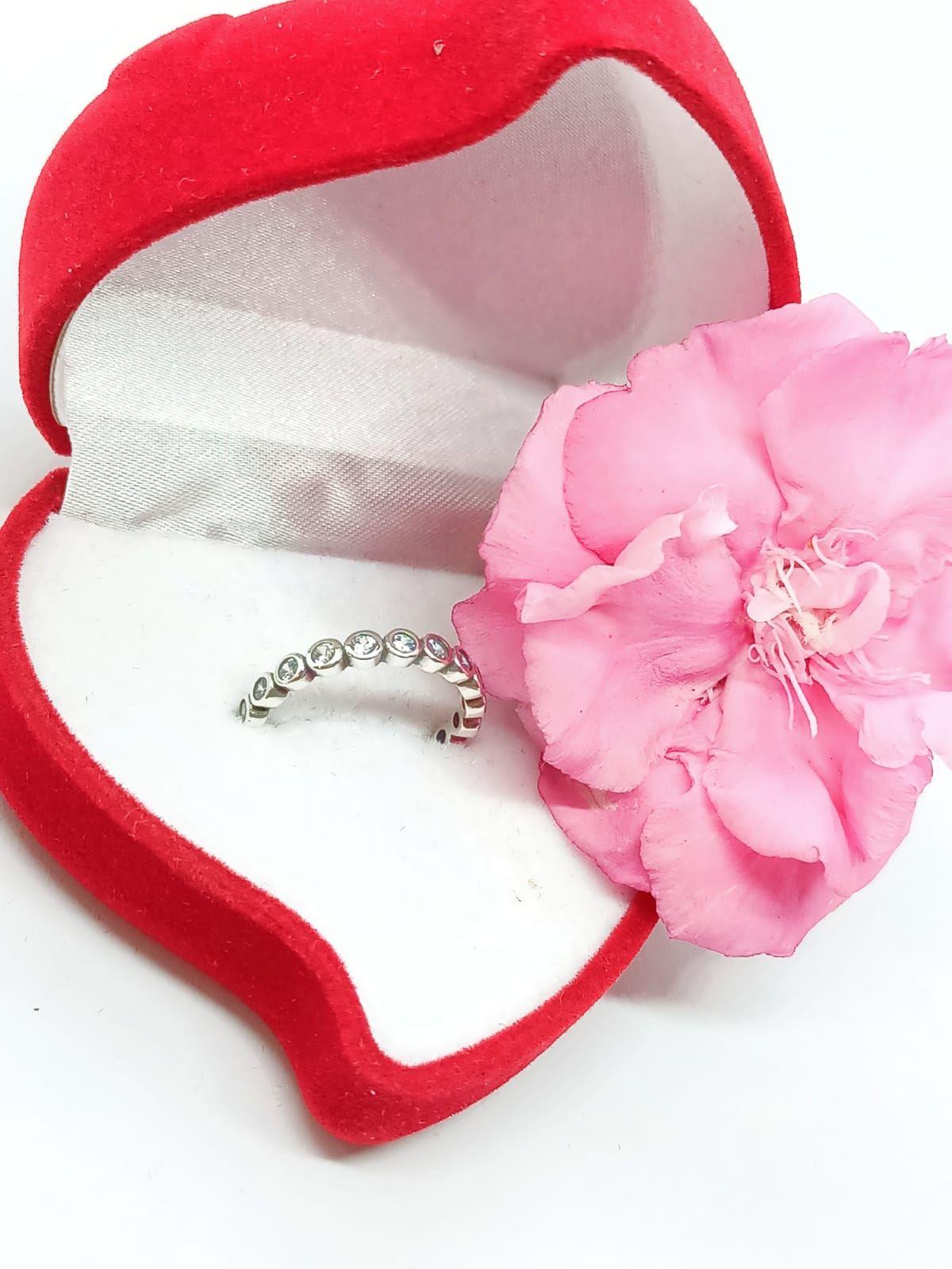 Anillo Pila Plata 925 Lujo Amor Zirconia Compromiso Apilable talla 9-5