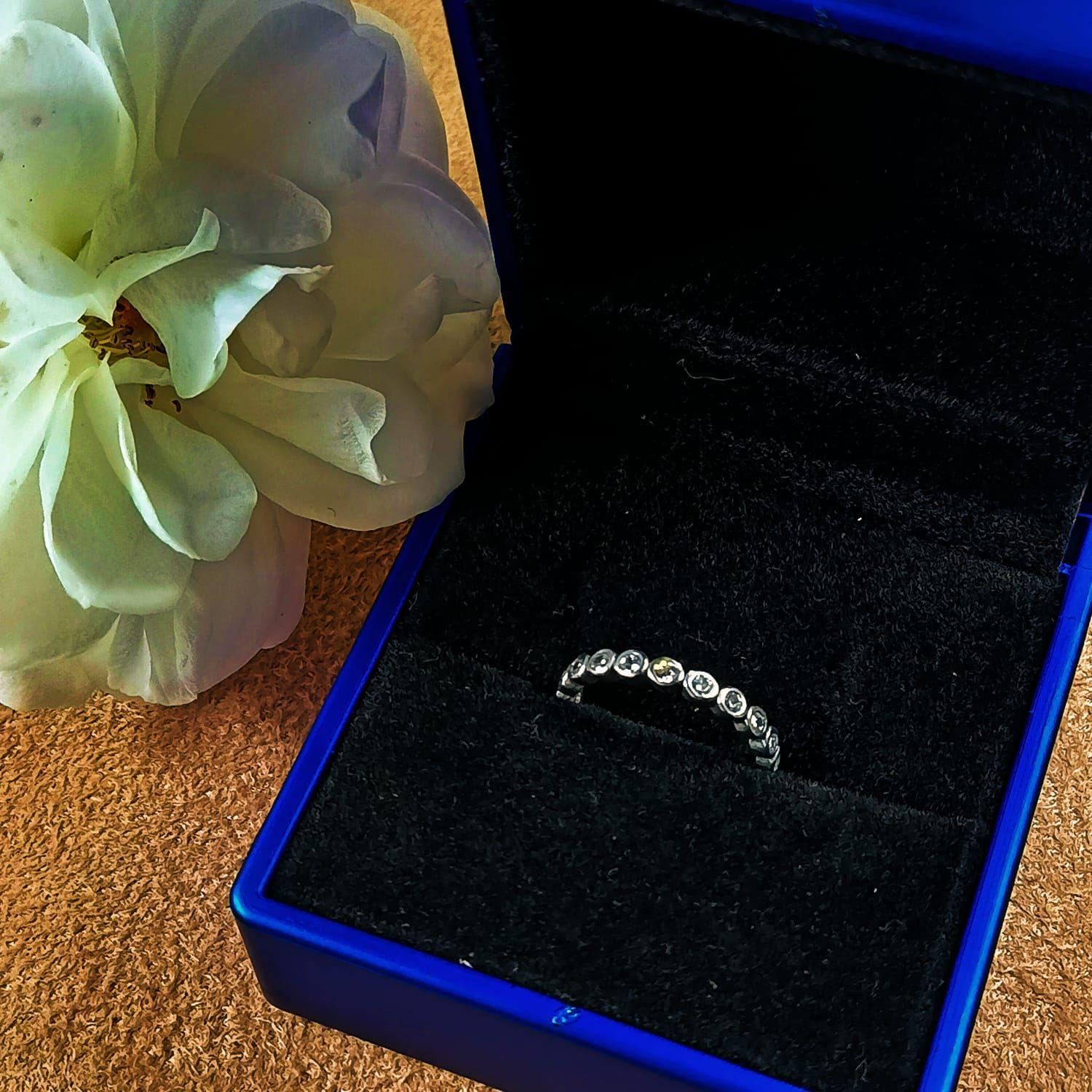 Anillo Pila Plata 925 Lujo Amor Zirconia Compromiso Apilable talla 9-1