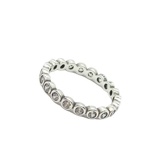 Anillo Pila Plata 925 Lujo Amor Zirconia Compromiso Apilable talla 9-0