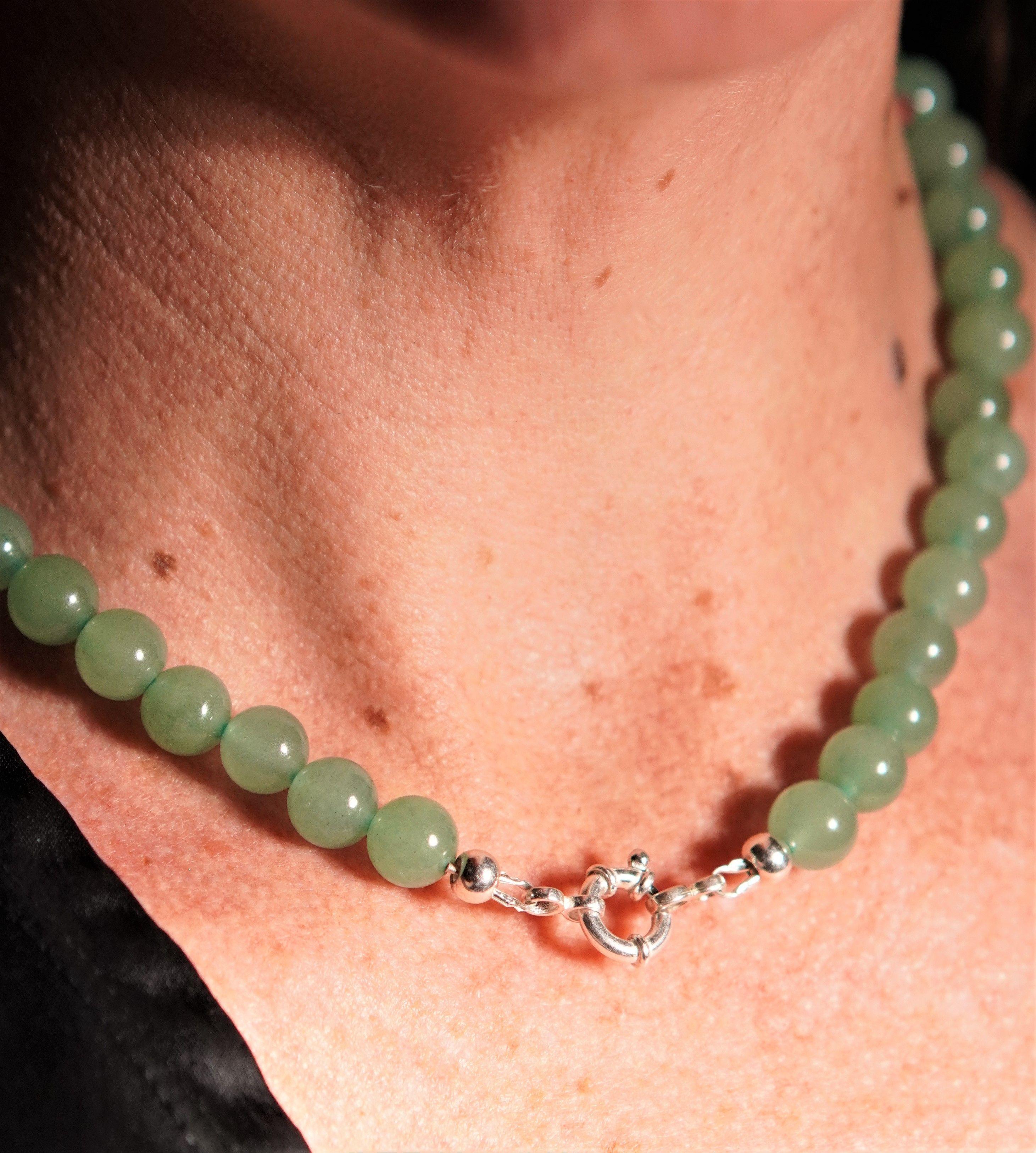 Gargantilla choker jade verde natural plata 925 Terranova-2