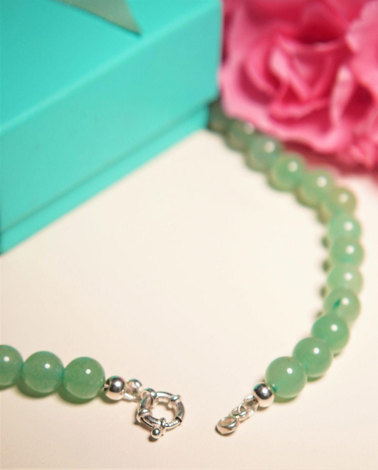 Gargantilla choker jade verde natural plata 925 Terranova-3