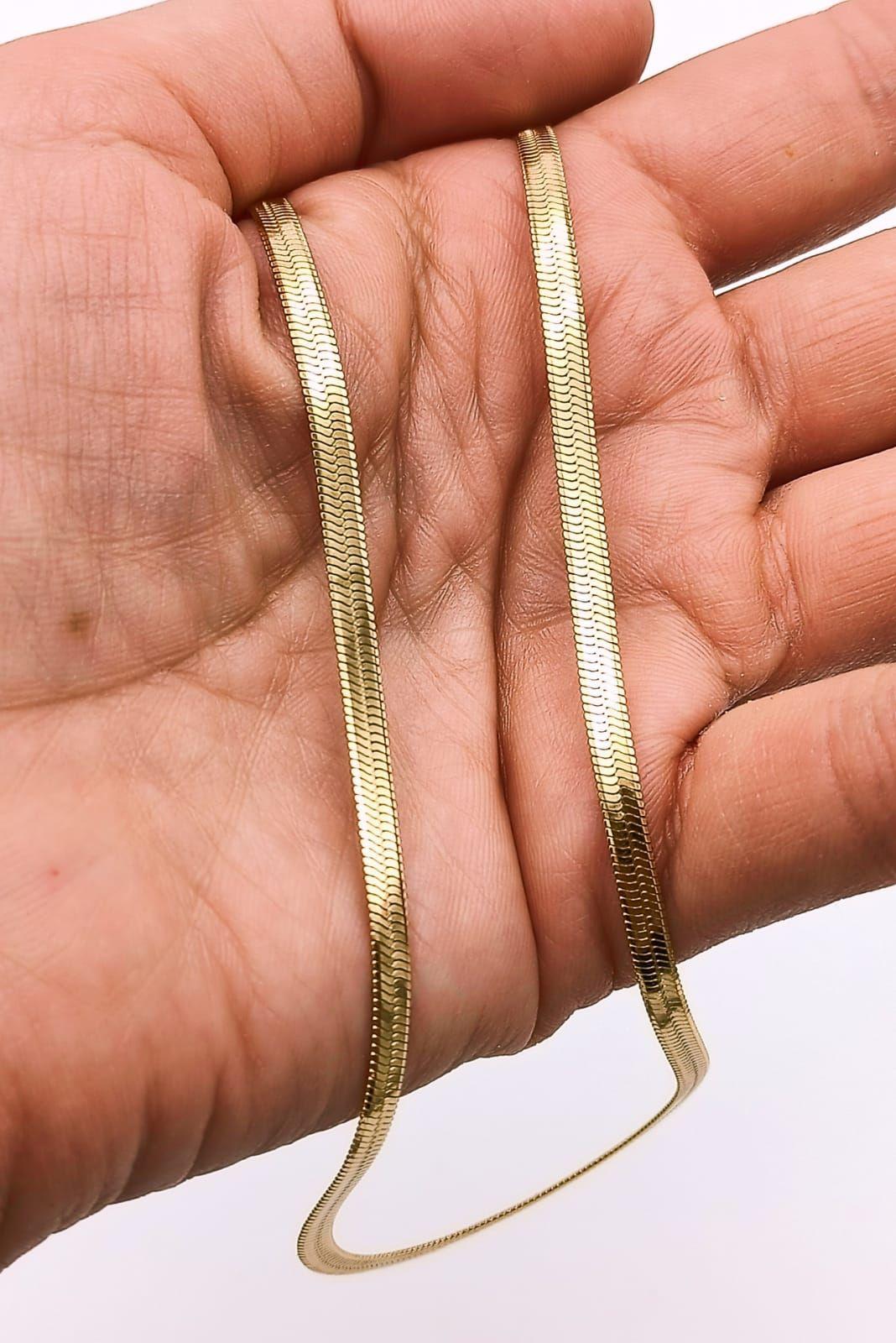 Colgante Cadena Tejido Serpiente 4mm Chapado En Oro 18kl-3