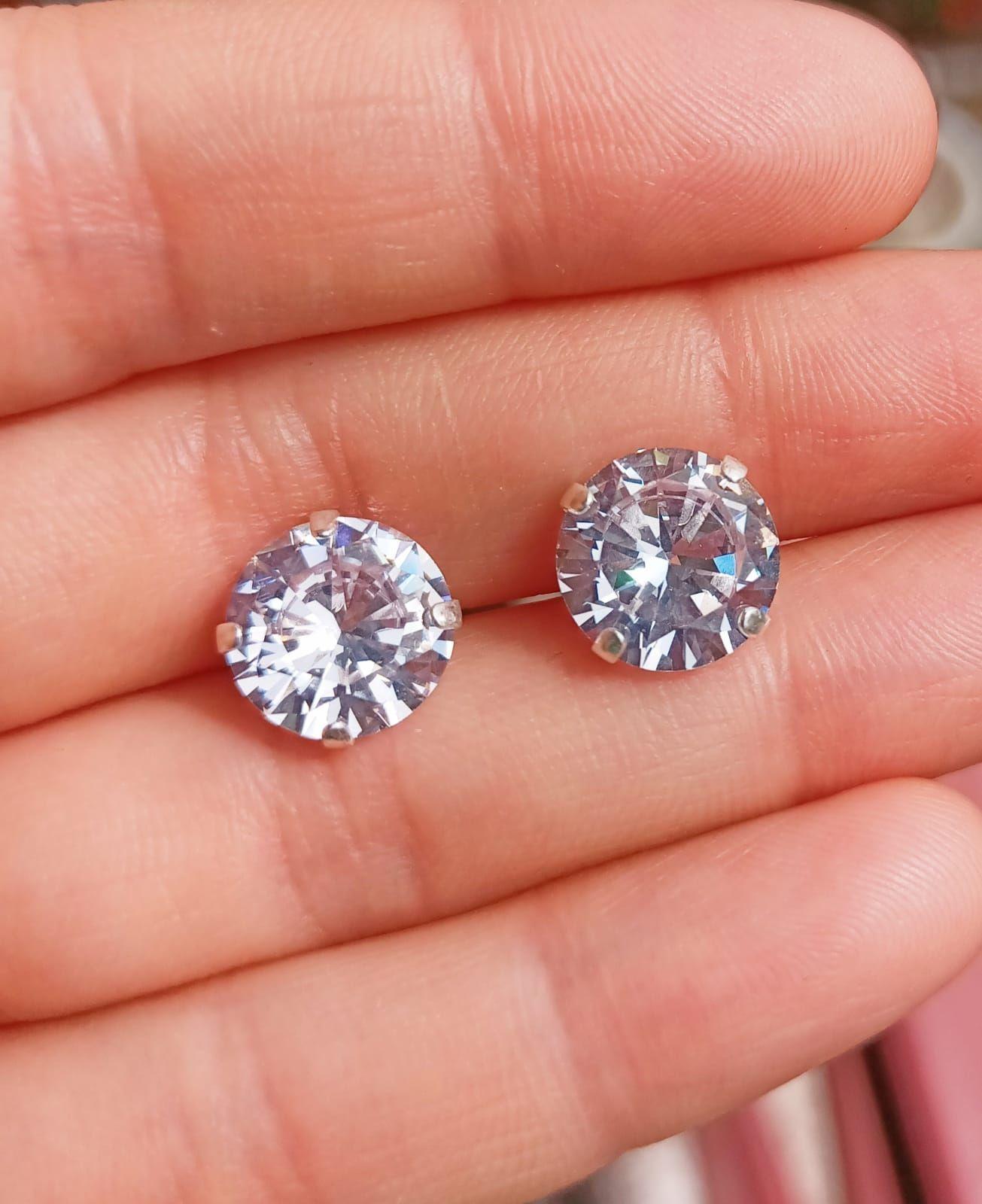 Pendientes Aretes Aros Puntos Luz En Plata 925 Zirconia 11mm-6