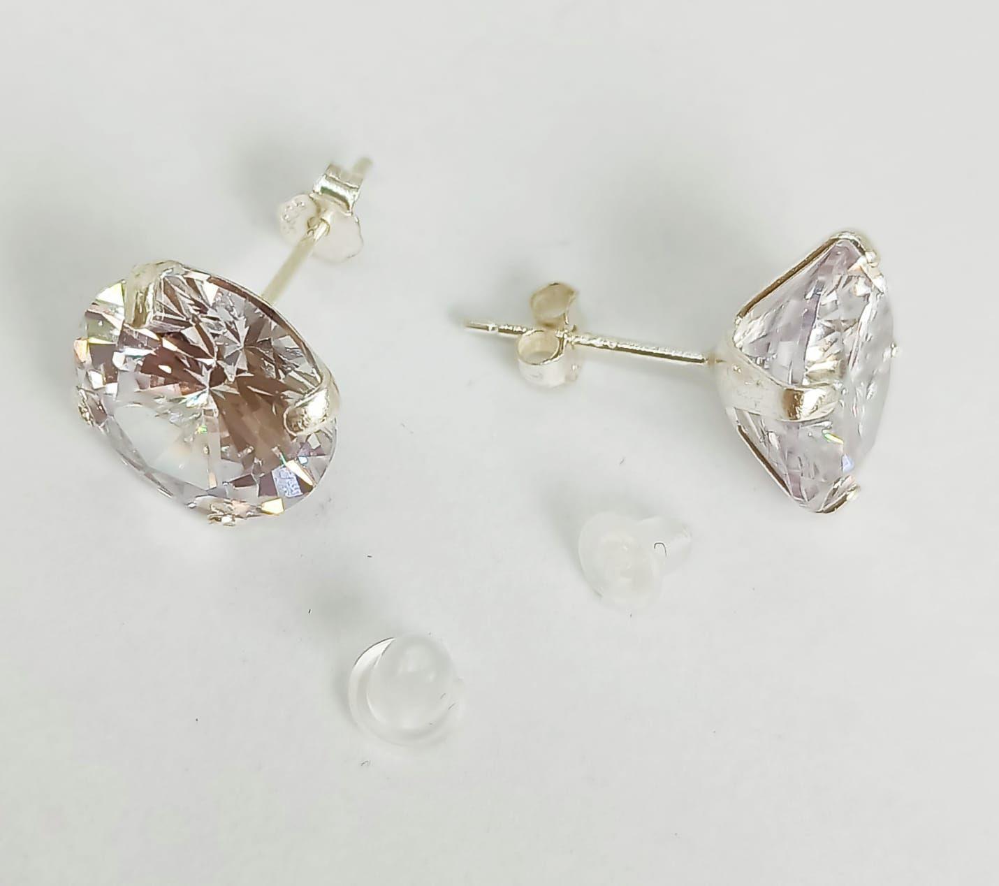 Pendientes Aretes Aros Puntos Luz En Plata 925 Zirconia 11mm-3