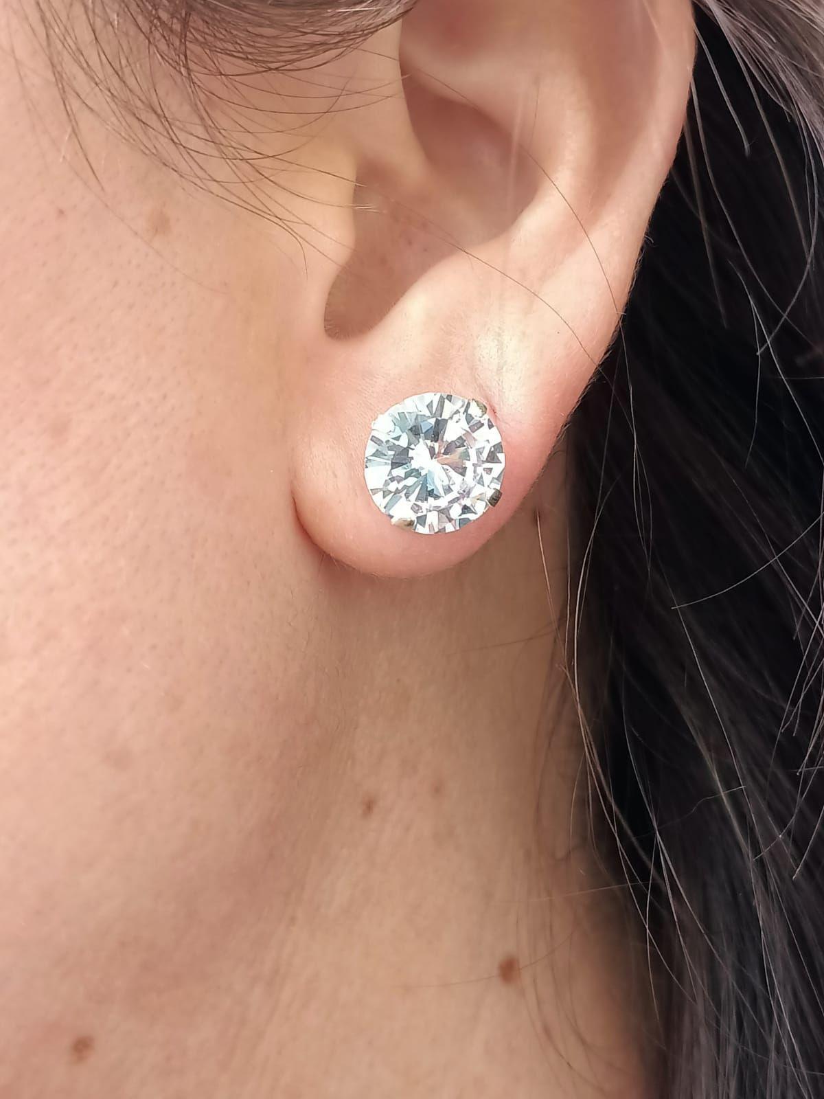 Pendientes Aretes Aros Puntos Luz En Plata 925 Zirconia 11mm-2