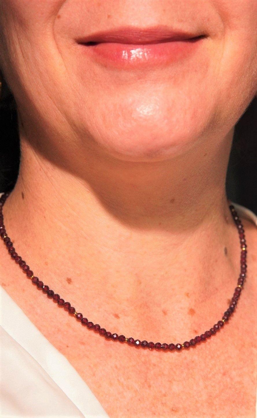Collar gargantilla granate 4mm chapado en oro 18k Terranova-2