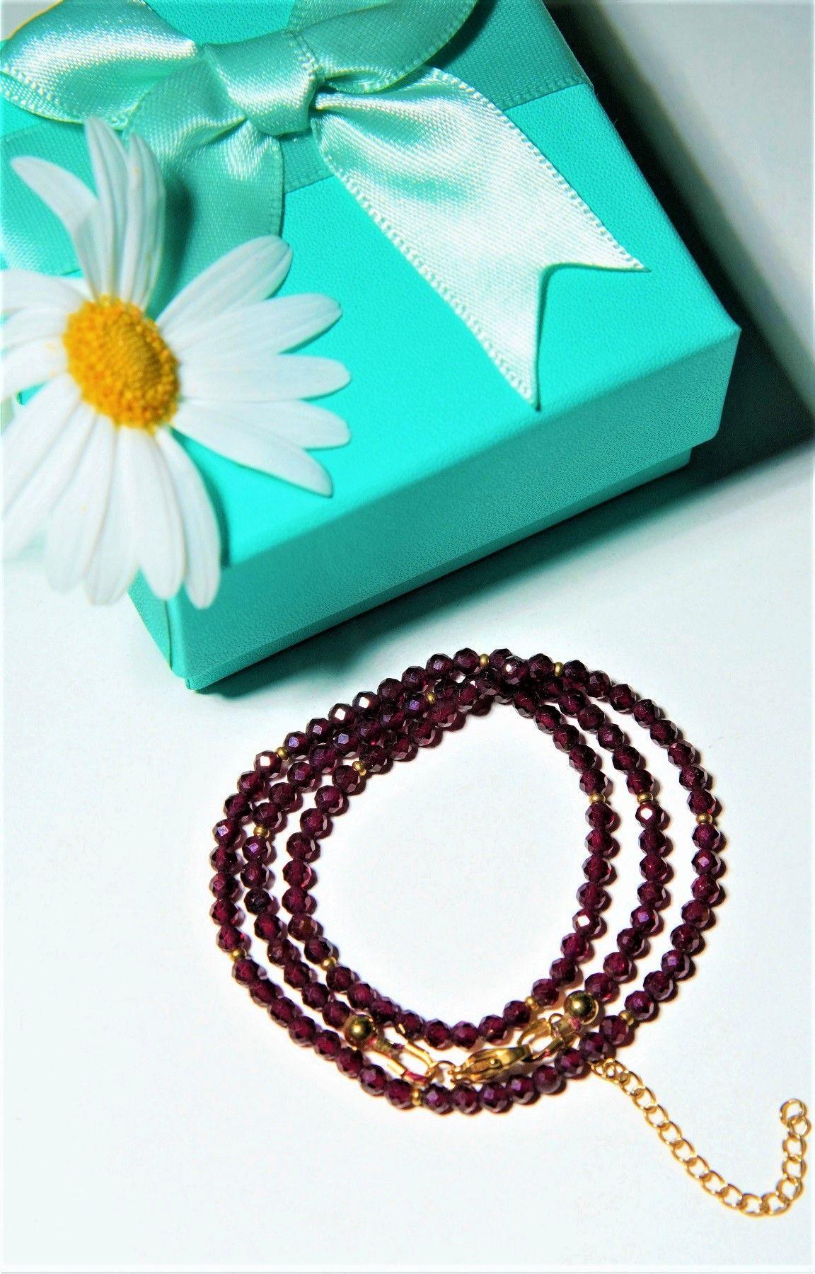 Collar gargantilla granate 4mm chapado en oro 18k Terranova-3