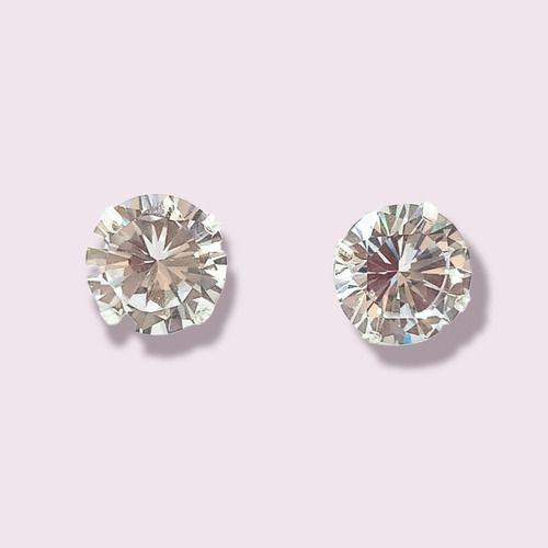 Pendientes Aretes Aros Puntos Luz En Plata 925 Zirconia 9mm-3