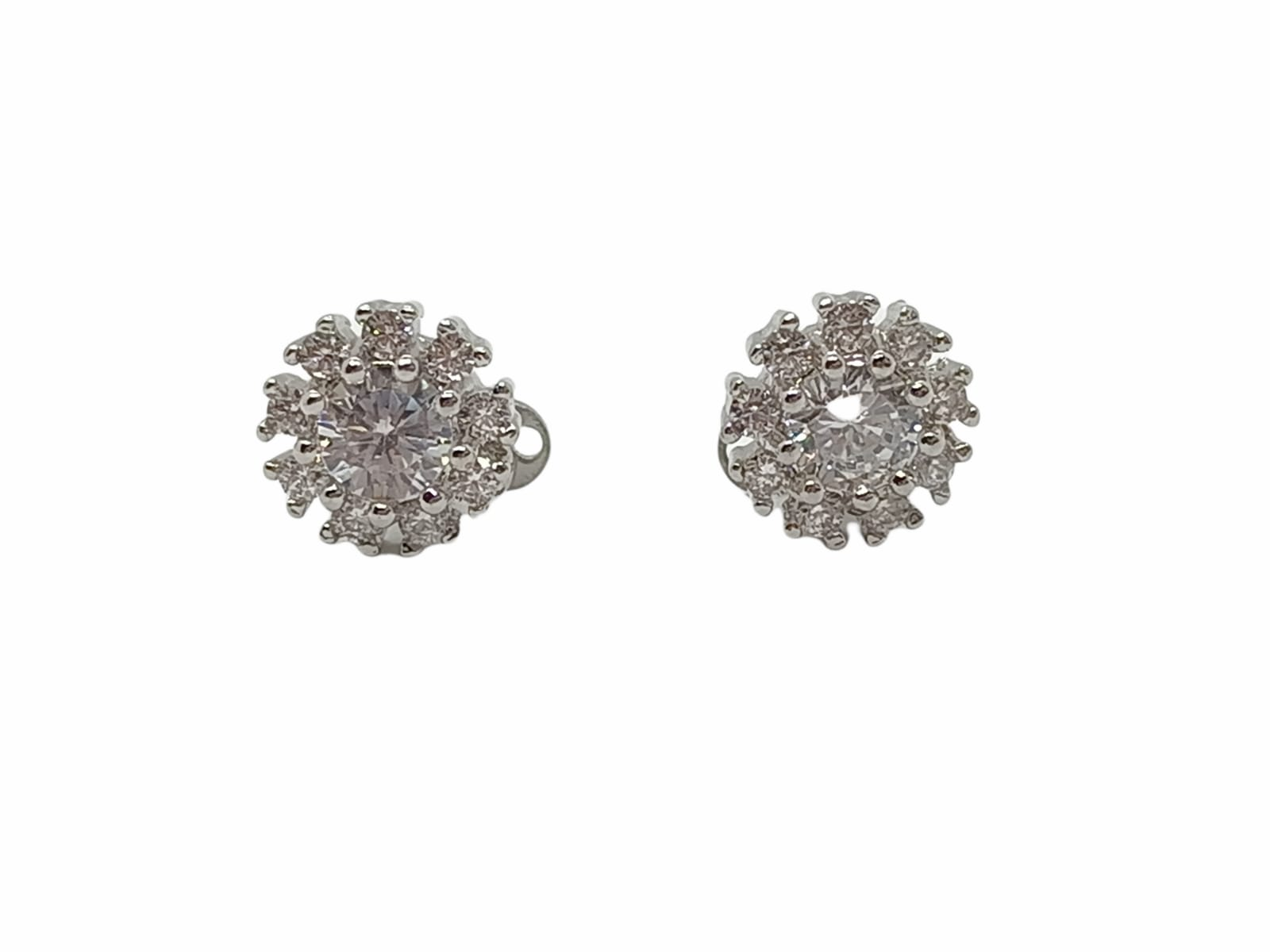 Pendientes ancla dermica microdermal Flor de Titanio con zirconio-0