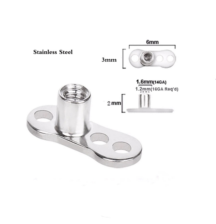 Pendientes ancla dermica microdermal Flor de Titanio con zirconio-1