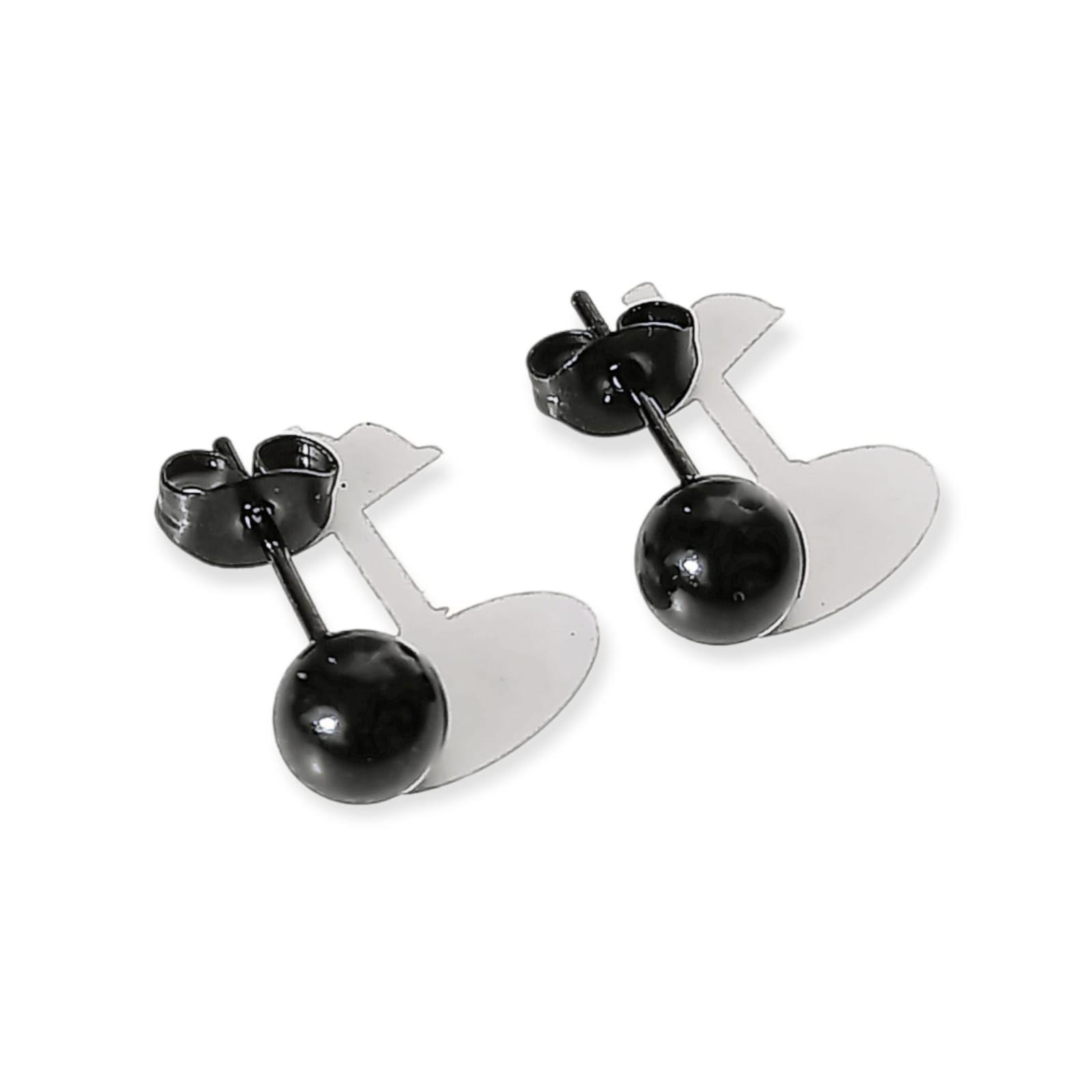 Pack De 3 Pares Aros Argollas Esfera Negras Piercing Oreja-2
